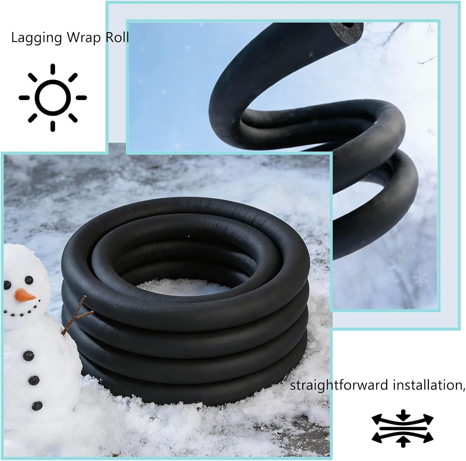 15mm Pipe X 25mm Thick，Foam Insulation Lagging，Frost Protection Sponge Protective Sleeve，for Antifreeze Insulation, Handle Grip，Soft Flexible Pipe Foam Insulation(ID60mmxT20mmx1.9m)