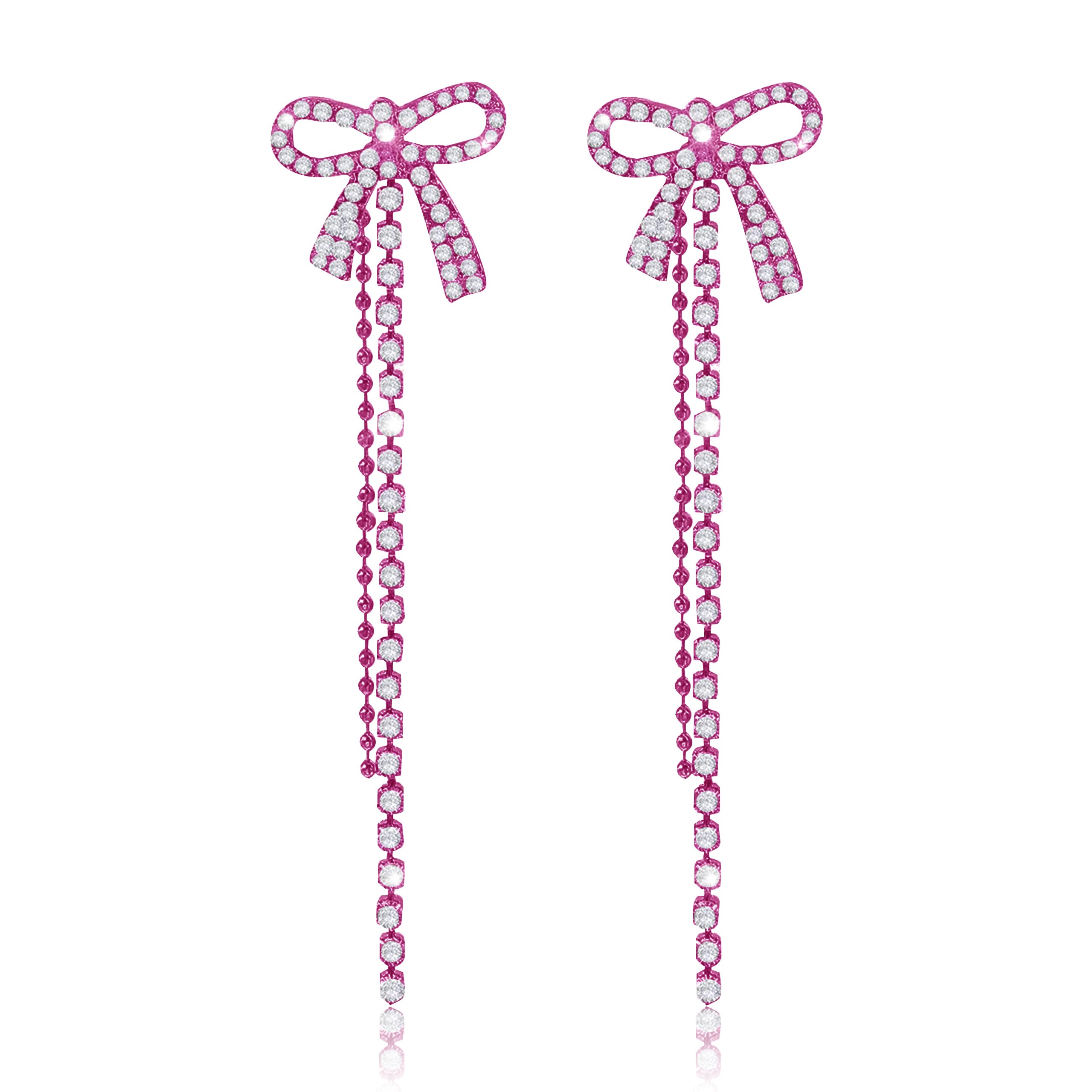 Bow Earrings for Women Sparkly Rhinestone Bow Stud Earrings Jewelry