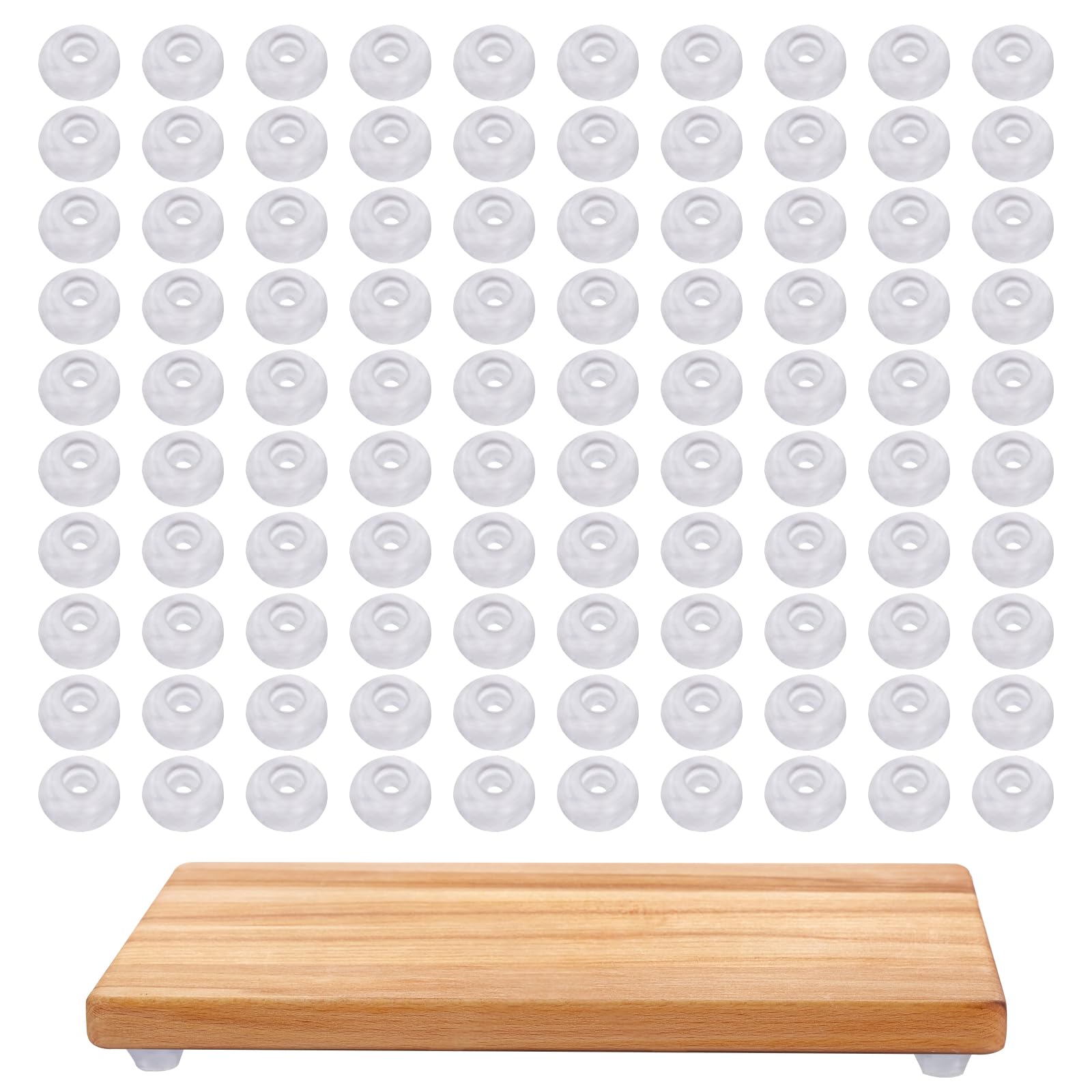 100 Pack Clear Rubber Feet for Cutting Board Small Round Cutting Board Feet with Stainless Steel Screws