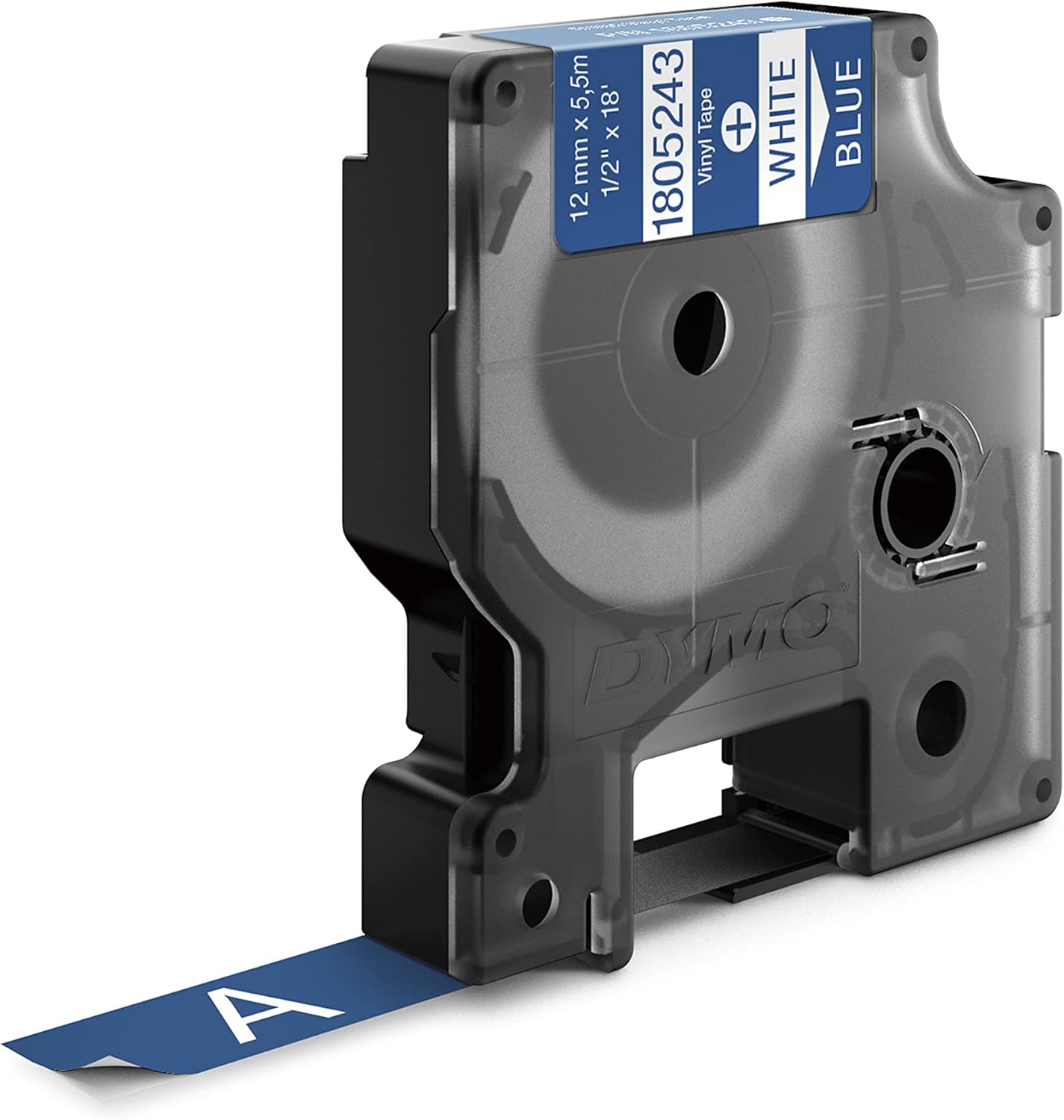 DYMO Industrial Labels for DYMO Industrial Rhino Label Makers, White on Blue, 1/2", 1 Roll (1805243)
