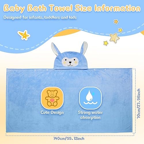 Miniatura 8 de Preboun 4 toallas de baño para bebé de 31.5 x 31.5 pulgadas, toalla de forro polar coral con capucha para bebé, toallas de bebé suaves y absorbentes