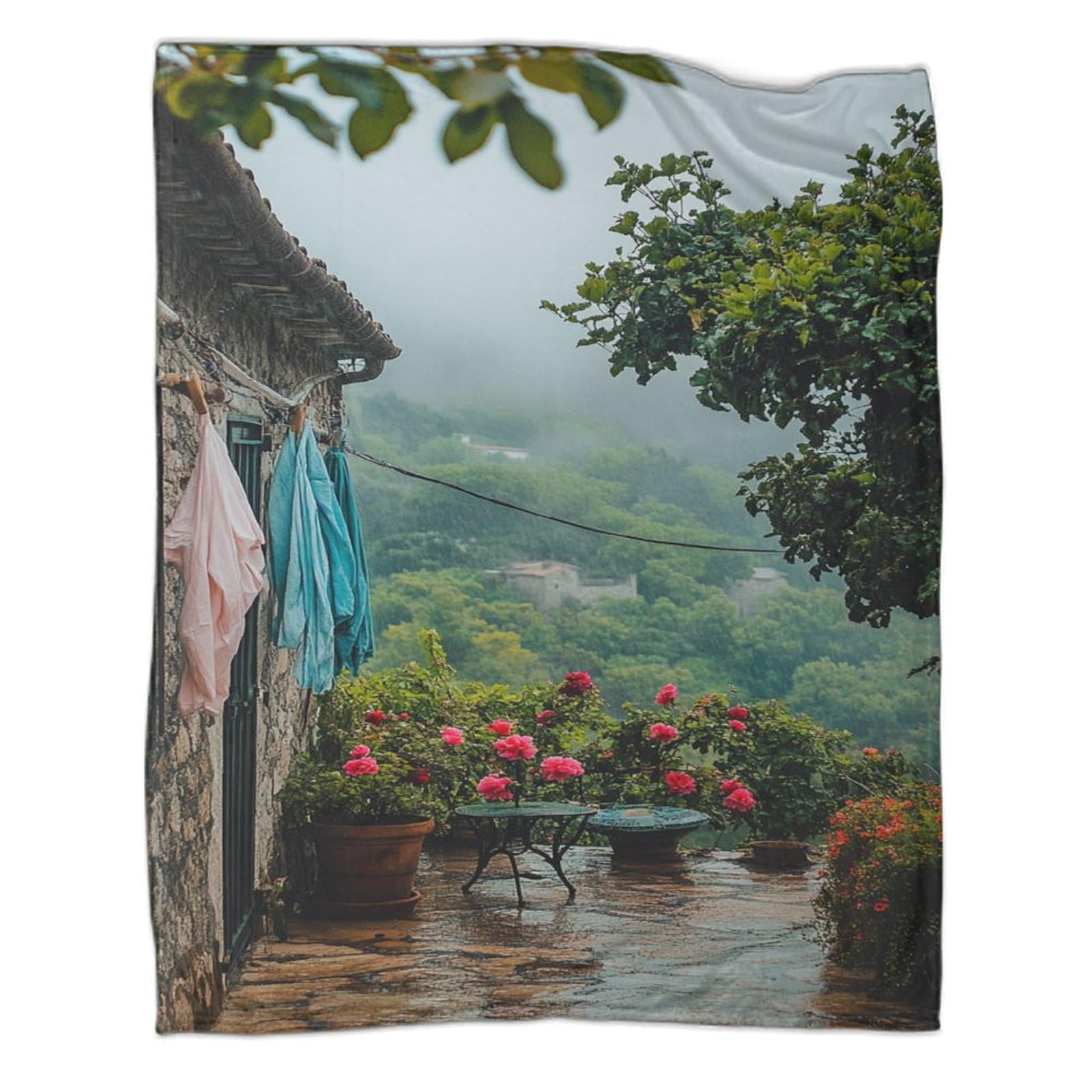 Couverture polaire 3D style chinois en flanelle douce pour canapé 150x200cm