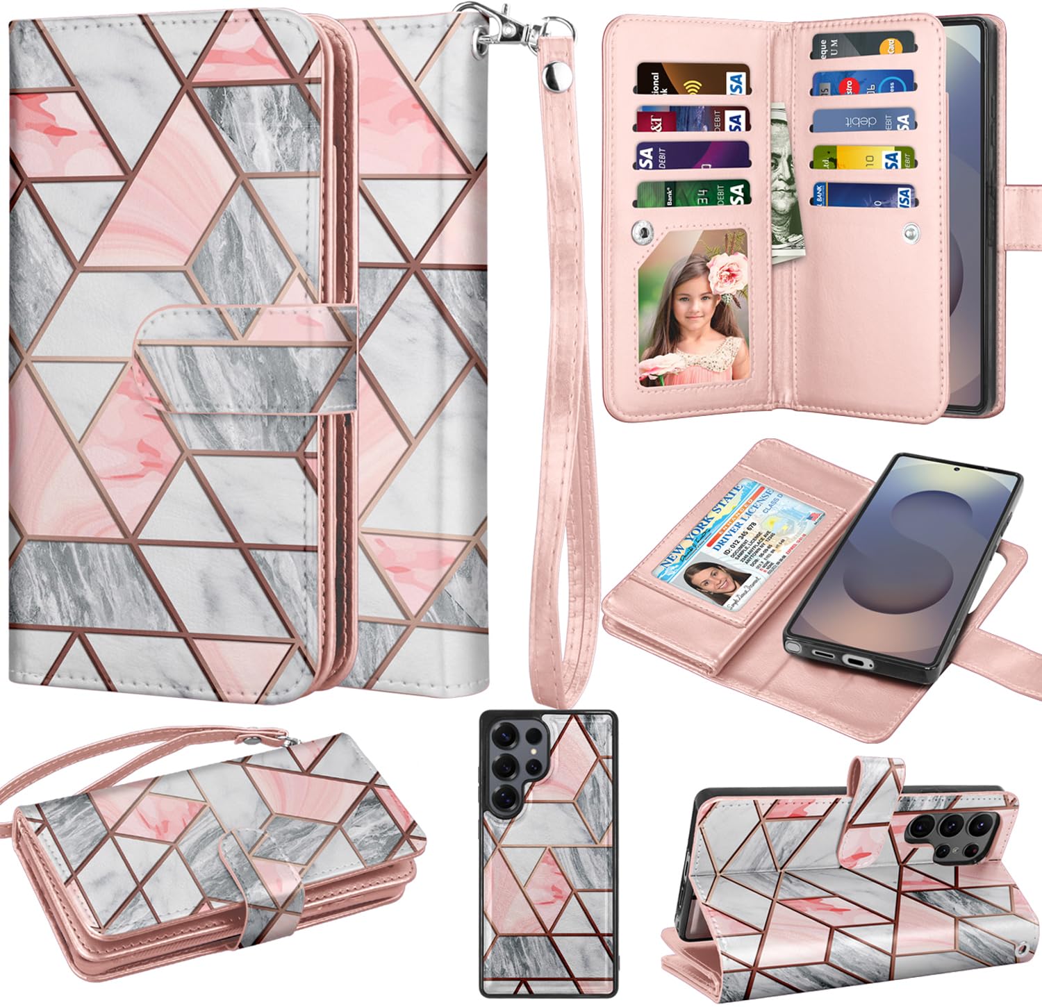 Takfox Wallet Case for Samsung Galaxy S25 Ultra, Galaxy S25 Ultra Case, PU Leather Credit Card Holder [9 Card Slots] Folio Flip Detachable Magnetic