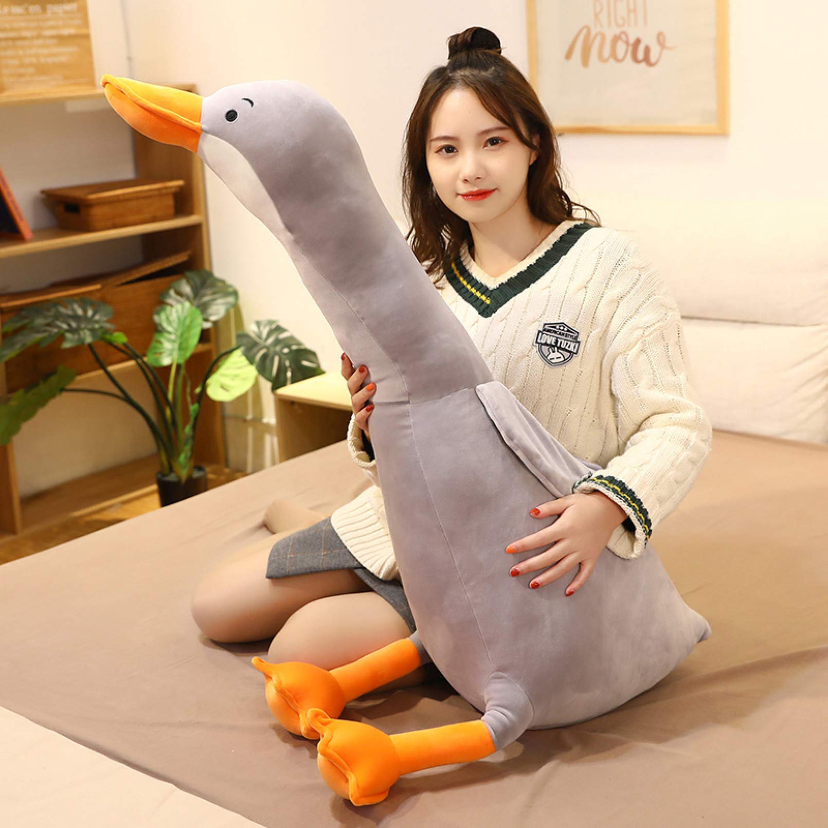 suhang 1pc 70-160CM Lovely Goose Plush Toys Stuffed Soft Animal Sleeping Pillow for Birthday Gift
