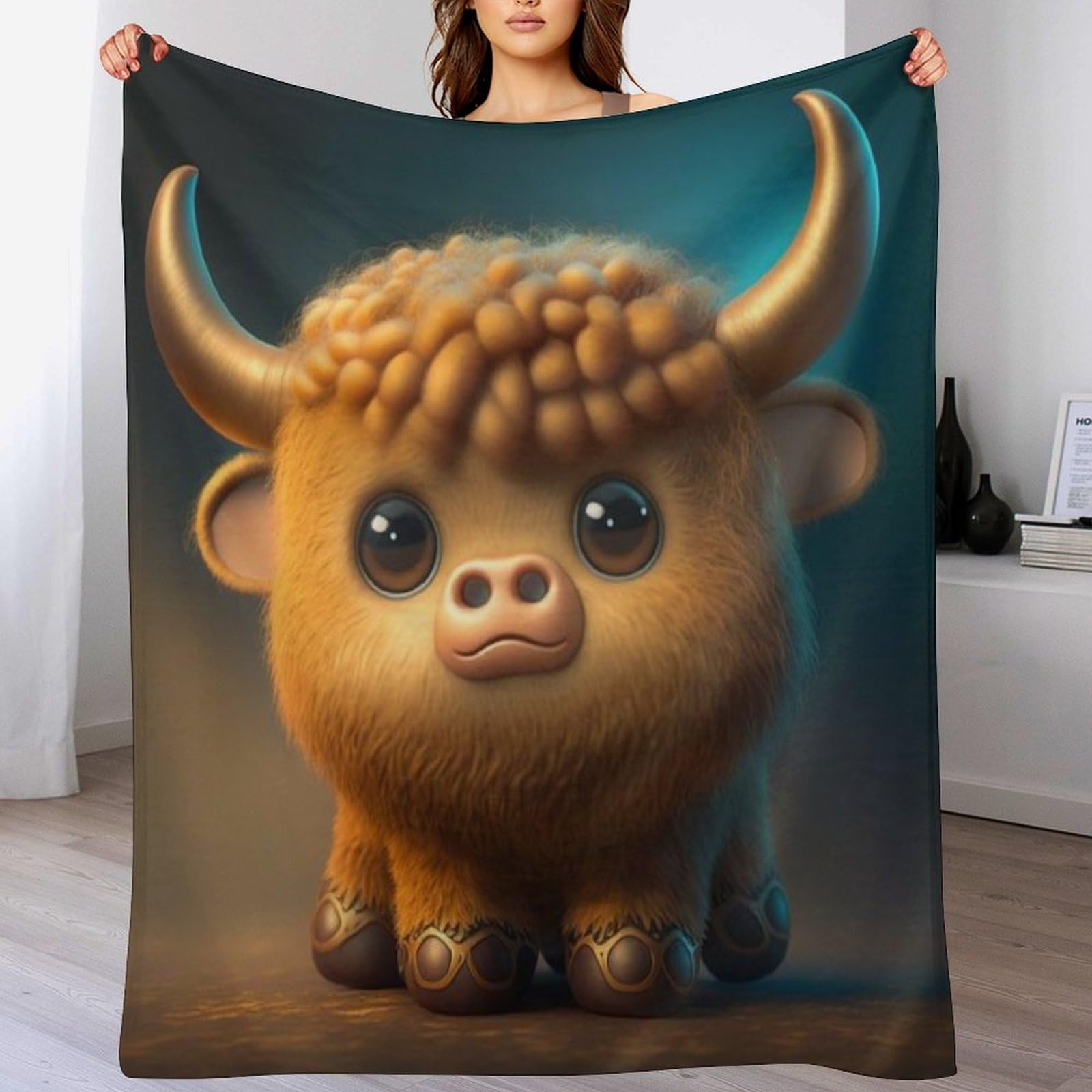 Couvertures de canapé salon douces motif vache en flannel isolante