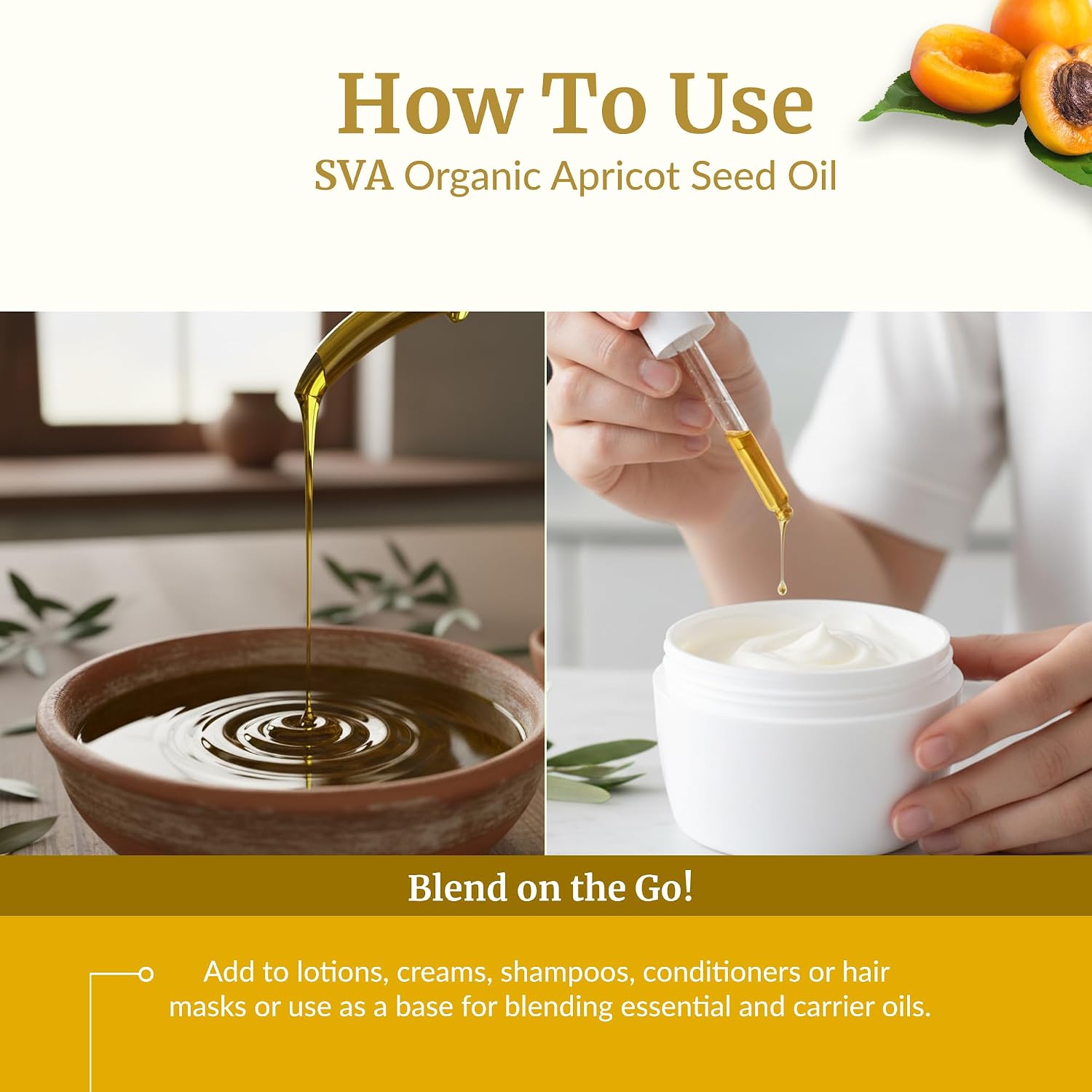 SVA Organic Apricot Seed Carrier Oil with Dropper, 4 Fl Oz (118 ml)