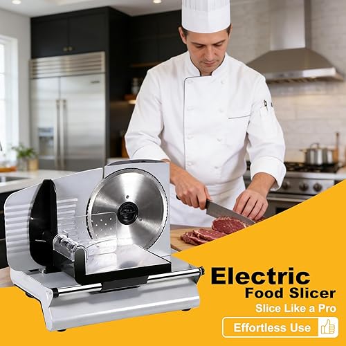 Miniatura 5 de SUPER DEAL Cortador Eléctrico Premium de Carne para Alimentos - Hoja de Acero Inoxidable de 7.5 Pulgadas para Cocina Hogar, Deli, Carne, Alimentos