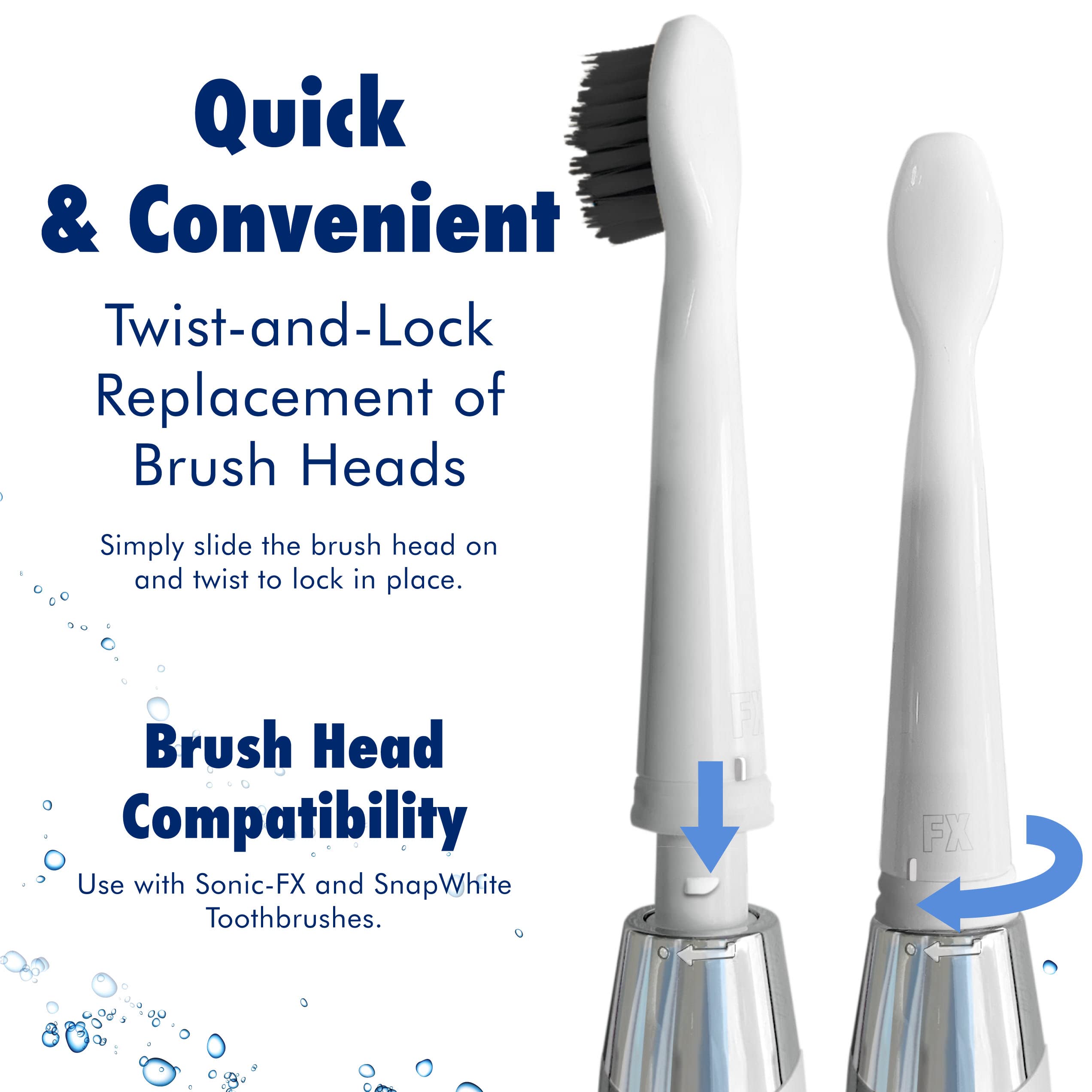 Cabezales de repuesto para cepillo de dientes eléctrico Fairywill, Sonic-FX, SnapWhite – Cabezal de cepillo de dientes de repuesto de cerdas de carbón de nailon suave, compatible con cepillos de