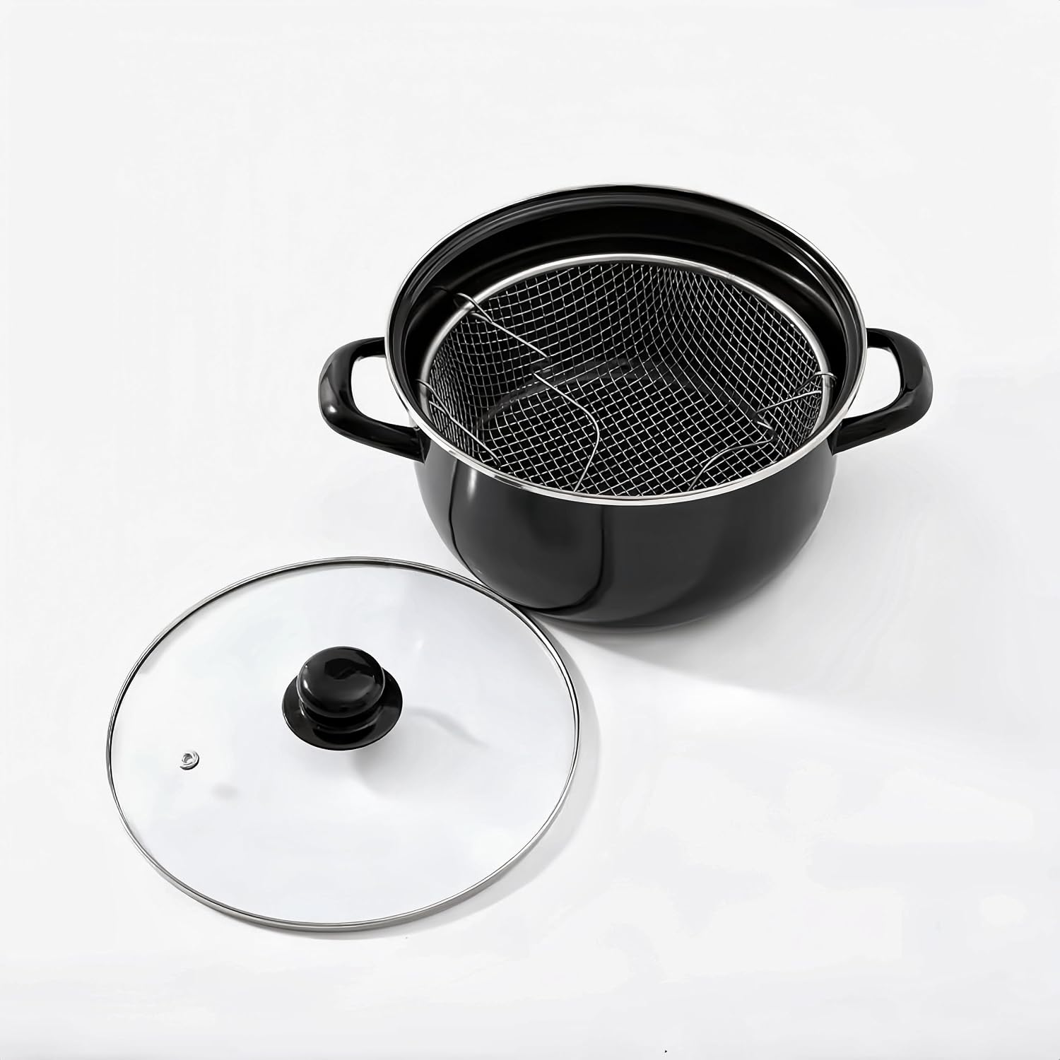 Fish Fryer With Basket 4Quarts Enamel Stock Pot With Lid