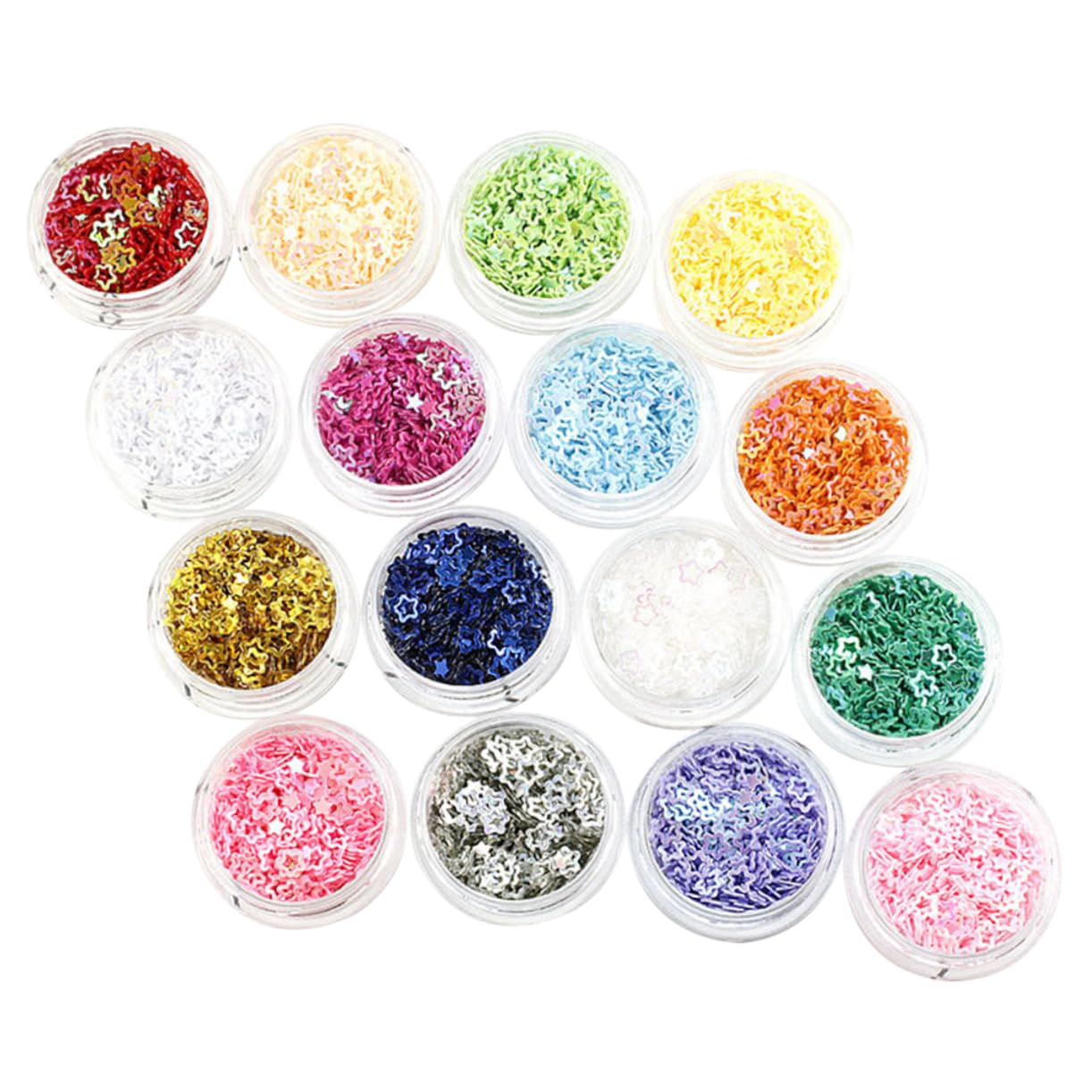 Healeved 32 Scatole glitter stella a cinque punte gel unghie primer unghie glitter per unghie glitter per il corpo glitter per il viso glitter per il trucco scintillio festivo paillettes