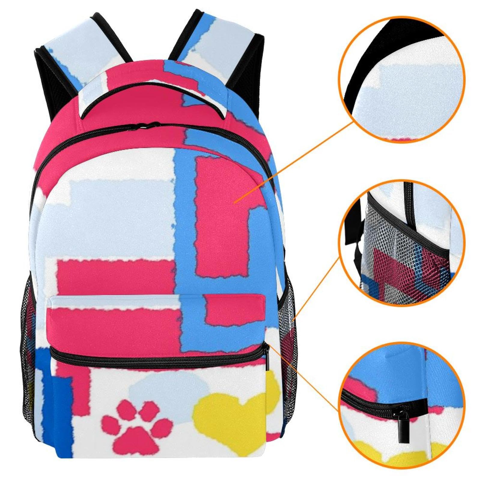 Zaino scolastico per uomini e donne, con impronte e scritta "Love", borsa per computer portatile, leggera, zaino casual per libri