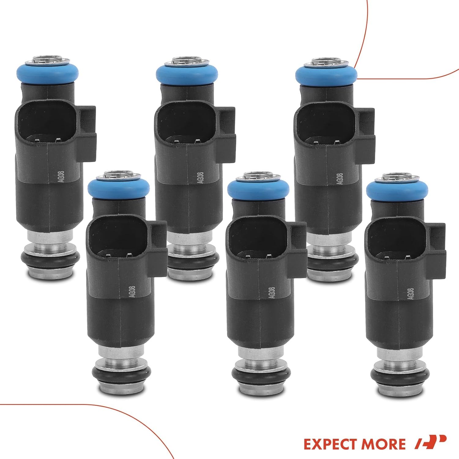 A-Premium Fuel Injectors Compatible with Hyundai Sonata 2006-2010, Santa Fe 2007-2009, Genesis 2009, Azera 2006-2011, Veracruz 2007-2012 & Kia Sorento 2007-2009, Sedona 2006-2010, 3.3L 3.8L 6-PC Set