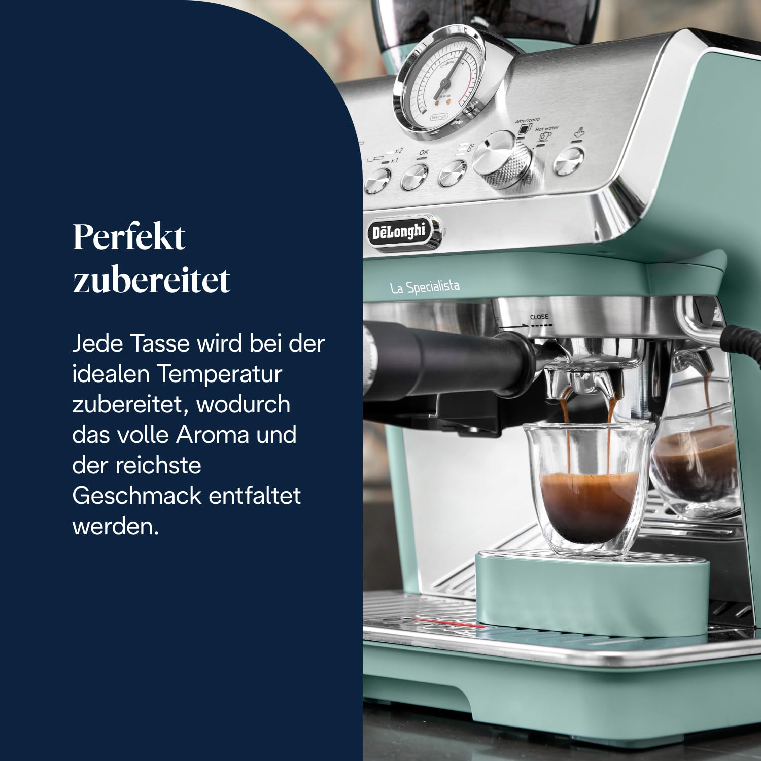 De'Longhi La Specialista Arte EC9155.GR, Barista-Espressomaschine mit 8 Mahlgradeinstellungen, Bean-to-Cup Maschine für Cappuccino, MyLatte Art Milchaufschäumer, 1550W, Grün