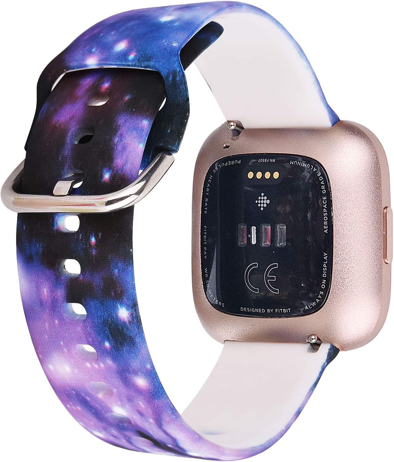 CAGOS Compatible with Fitbit Versa 2/Fitbit Versa/Fitbit Versa Lite Bands for Women Men, Floral Versa Silicone Sport Strap Accessories Replacement Wristbands for Fitbit Versa Smartwatch (Galaxy)