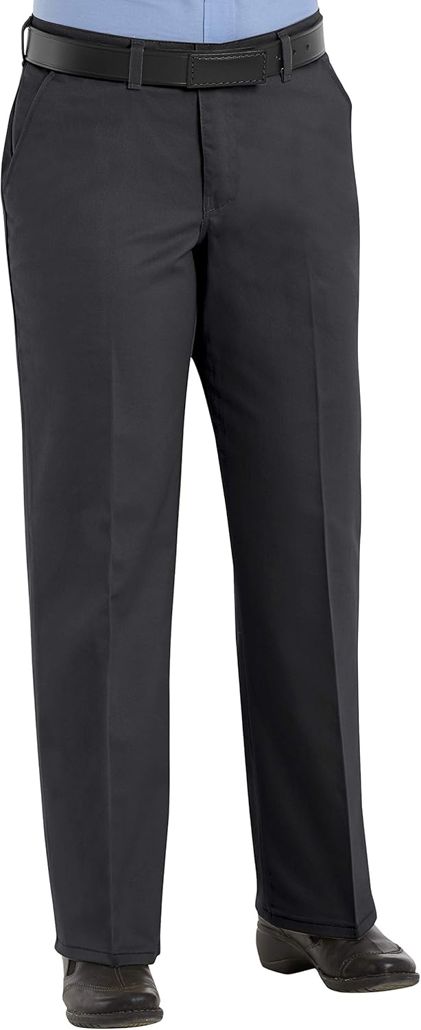 Red Kap Women's Plain Front Cotton Work Pant, Black, 16W x 28L