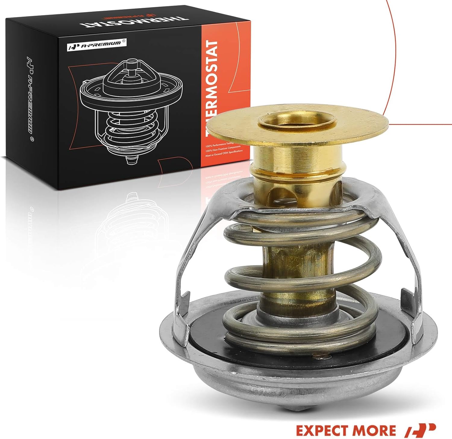 A-Premium Engine Coolant Thermostat Compatible with Ford Explorer, Escape, Edge, Mustang, Taurus, Flex & Mazda 6, CX-9, Tribute & Lincoln MKZ, MKX, MKS, MKT, Continental, Aviator & Mercury Cougar