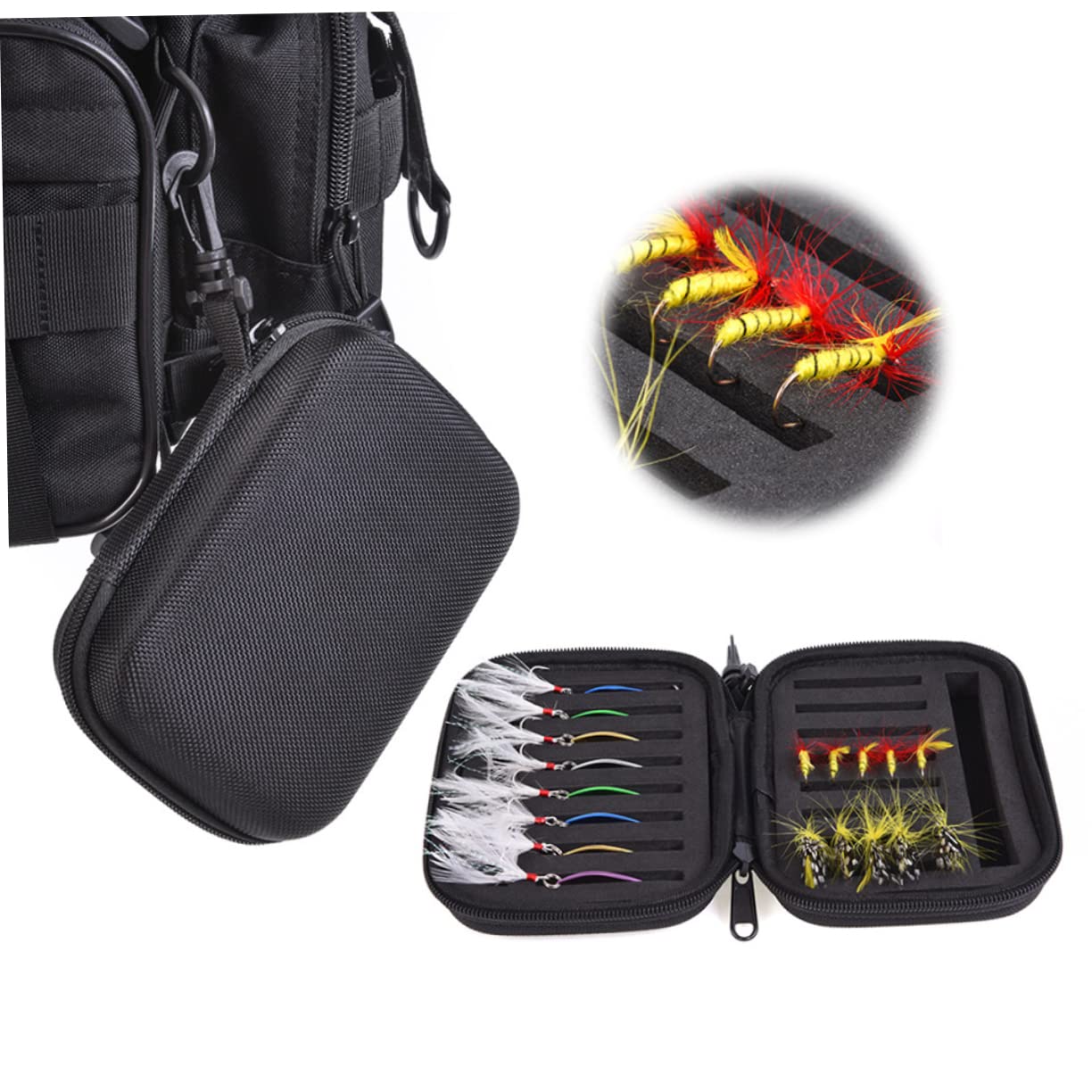 POPETPOP 2 Stücke Haken Tasche Pailletten Tasche Angeln Lockt Eva Liner Tragbare Lagerung Für Angler Schwarz