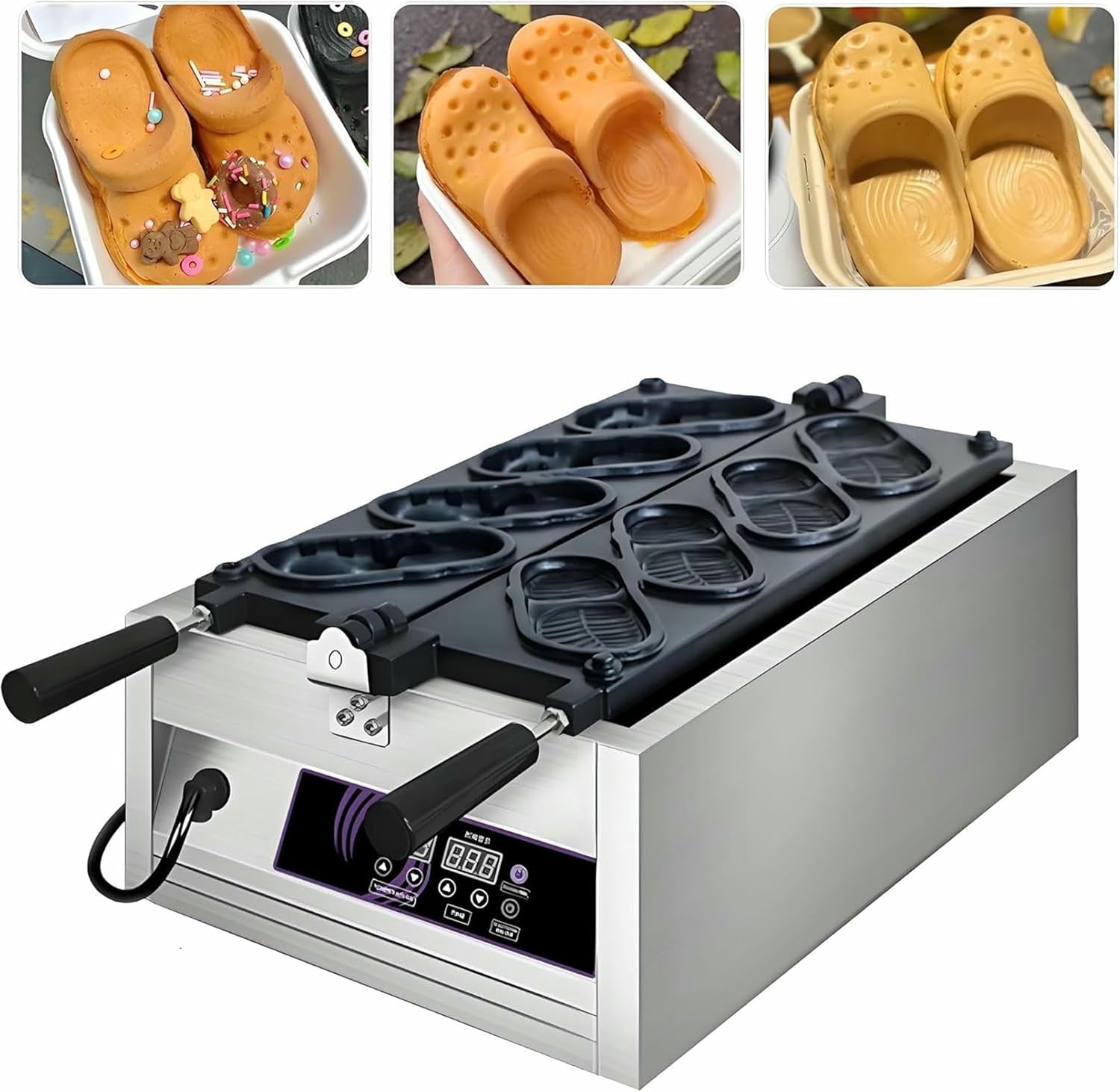 Electric Shoes Shape Waffle Maker,Non-stick Shoes Shape Stuffed Waffles Maker,Large Commercial Waffle Makers Machine,for Food Stores Restaurants,Kiosks(4 Mold)