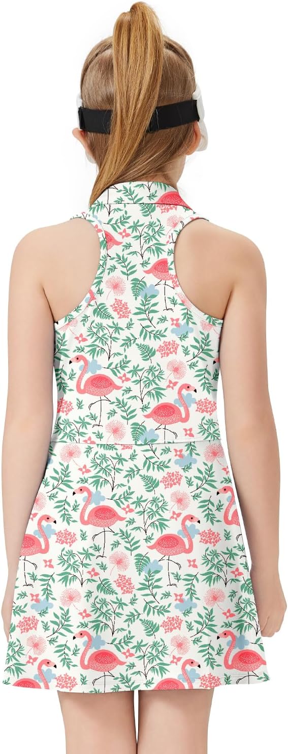 WOWENY Girls Tennis Dress Polo Sleeveless Golf Outfit Kids Workout Sets Athletic Dress with Shorts Pockets 4-14 Years - Image 2