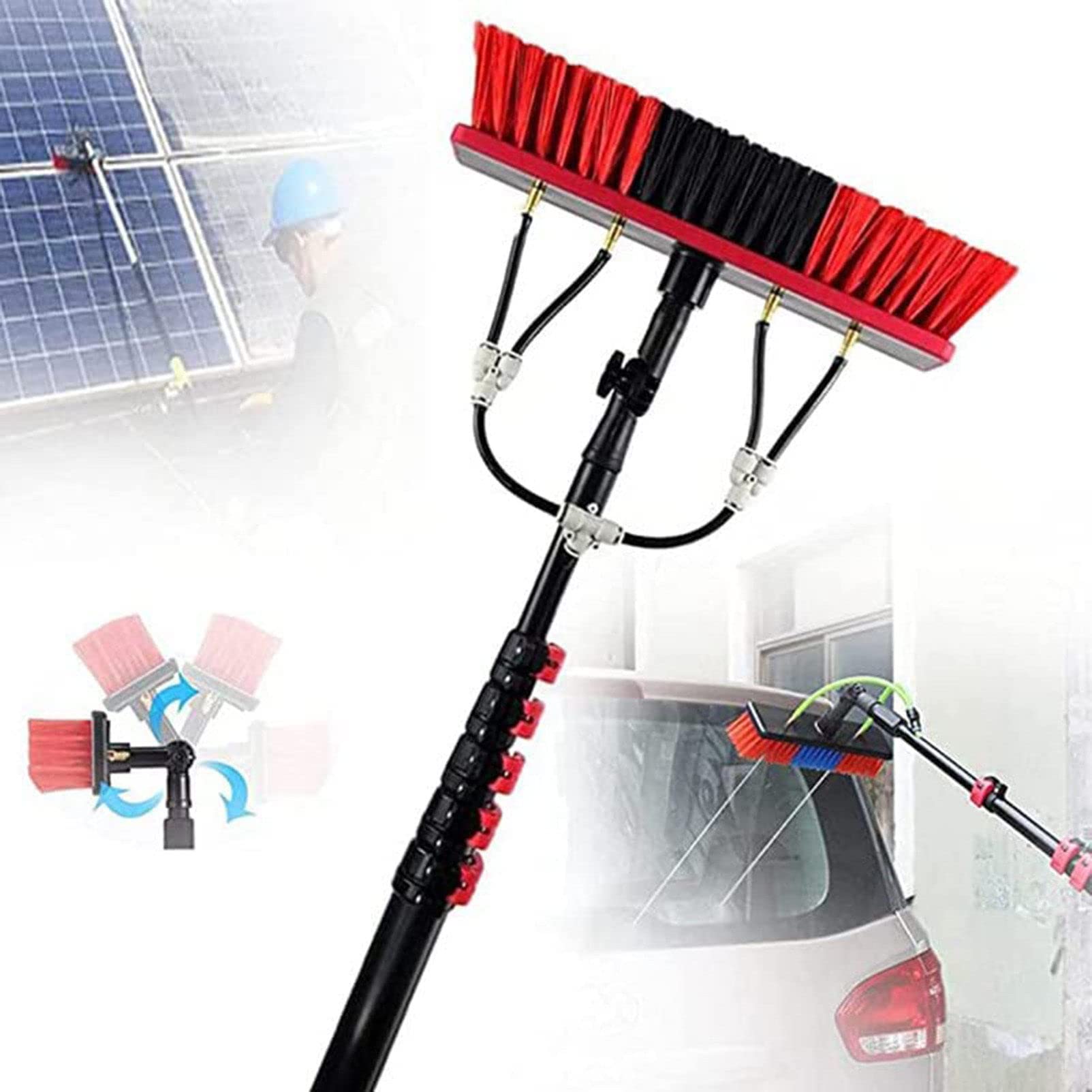 GTHTUHFD Window Cleaning Pole Kit, Water/Hose Fed Pole, Window Cleaning Brush Equipment, Cleaning Photovoltaic And Solar Panels, Water Fed Telescopic Brush 3.6M-12M,24Ft/7.2M,Black-12FT/3.6M