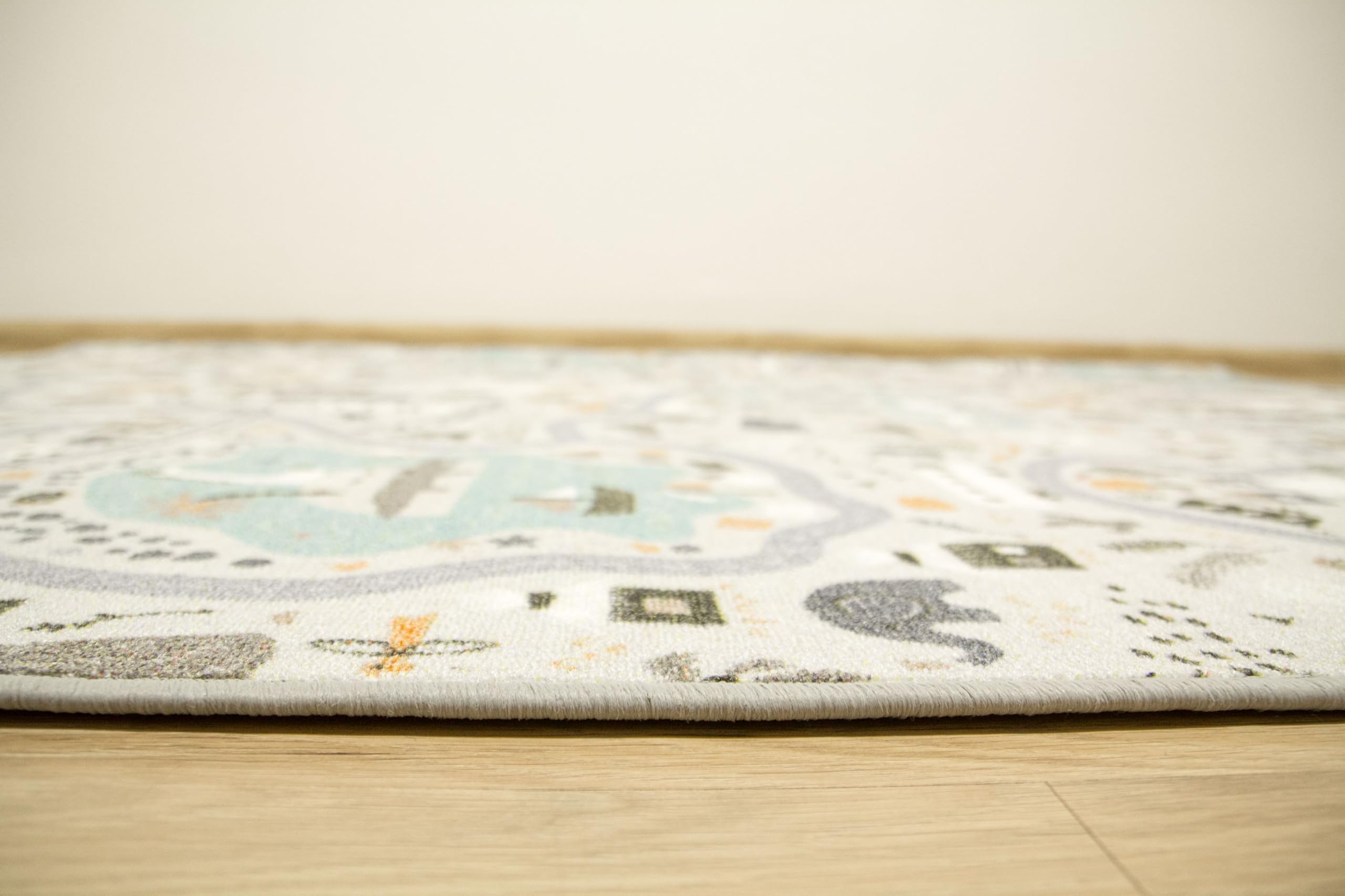 Kinderteppich Pastell Straßen Grau, Minze 200x250 cm Teppiche für EIN Kinderzimmer mit kurzem Flor, Teppich für einen Jungen, Mädchen, Kinderteppich, Kids Carpet, Schiffe, See
