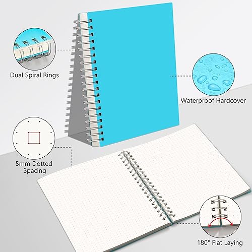 Miniatura 9 de HIUKOOKA Cuaderno de espiral punteado A4 de 300 páginas, cuadernos punteados, cuaderno grueso de 100 GSM, diario de cuadrícula punteada de 8.5 x 11,