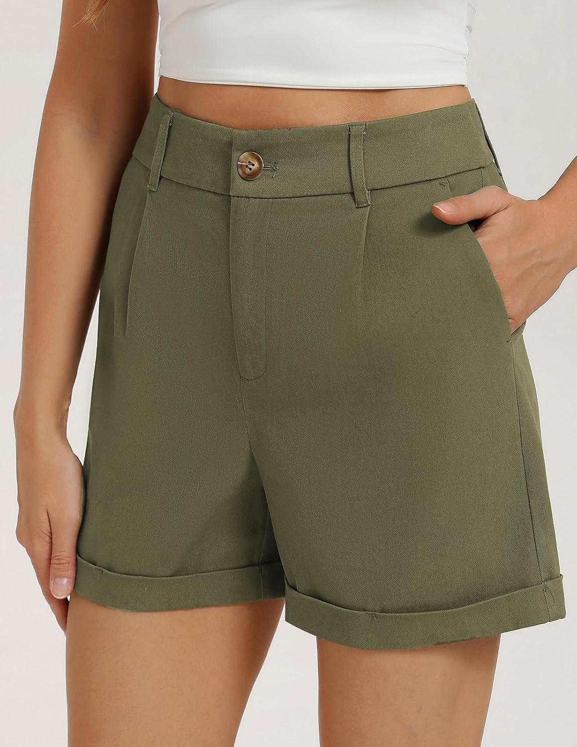 Belle Poque Women Dressy Shorts High Waisted Wide Leg Shorts with Pockets - Image 5