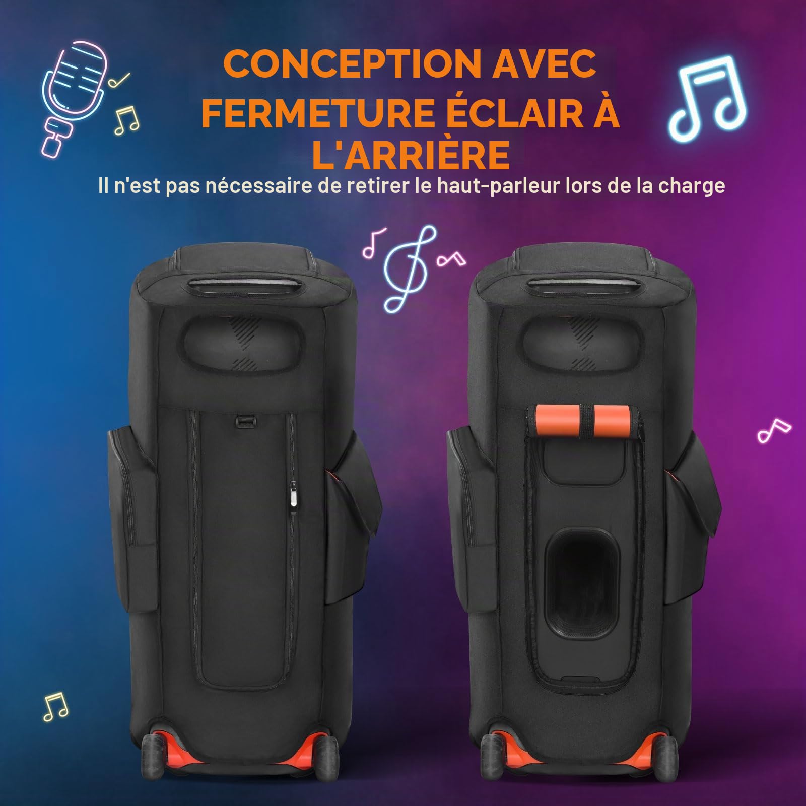 Housse de protection pour enceinte compatible avec JBL PartyBox 710 Enceinte portable, sac de rangement doux pour extérieur avec poches pour chargeur, microphones et accessoires (pour JBL
