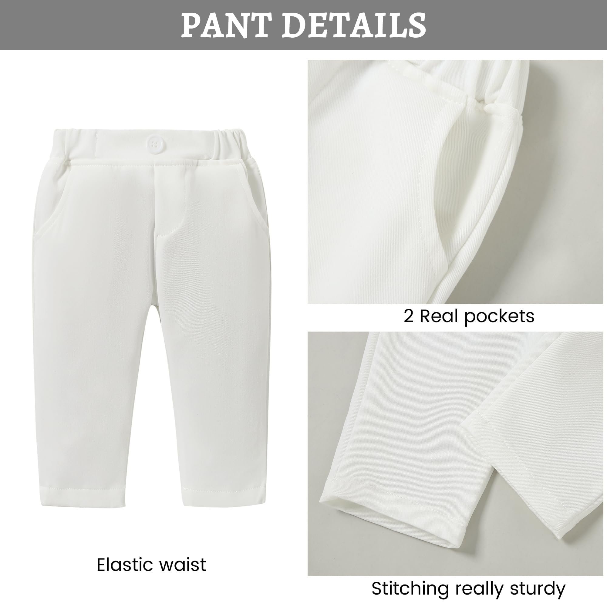 Amissz Completini e Coordinati Gentiluomo per Bambino Battesimo, 3 Pezzi Ragazzino Cerimonia Nozze Abiti Camicia Fiocco + Gilet+Pantaloni 0-24 Mese