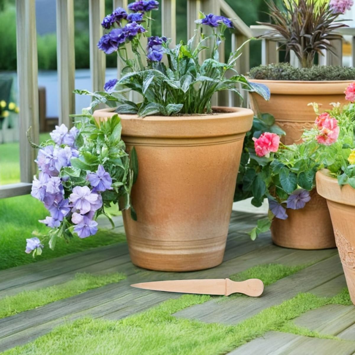 6pcs Wooden Garden Hole Puncher Tool Soil Digger for Planting Gardening Equipment Comfortable Wooden Handle