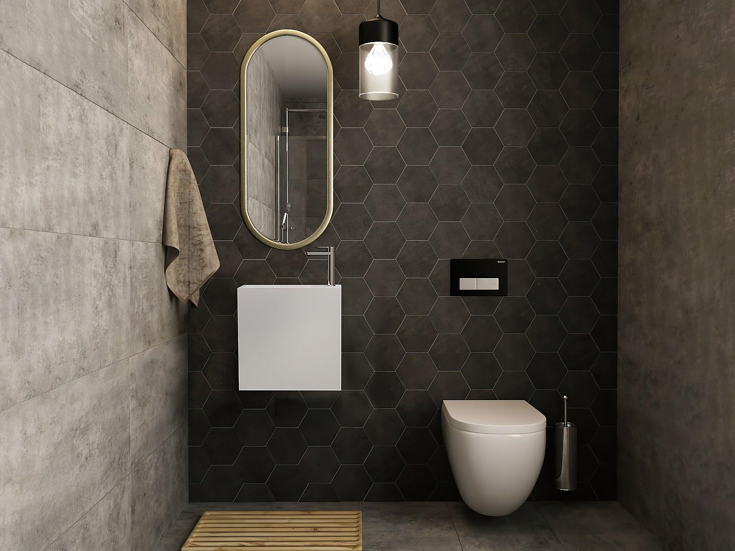 Vente-unique - Lavabo con encimera integrada Pumori - L 40cm x A 20cm x H 40cm - superficie sólida - blanco