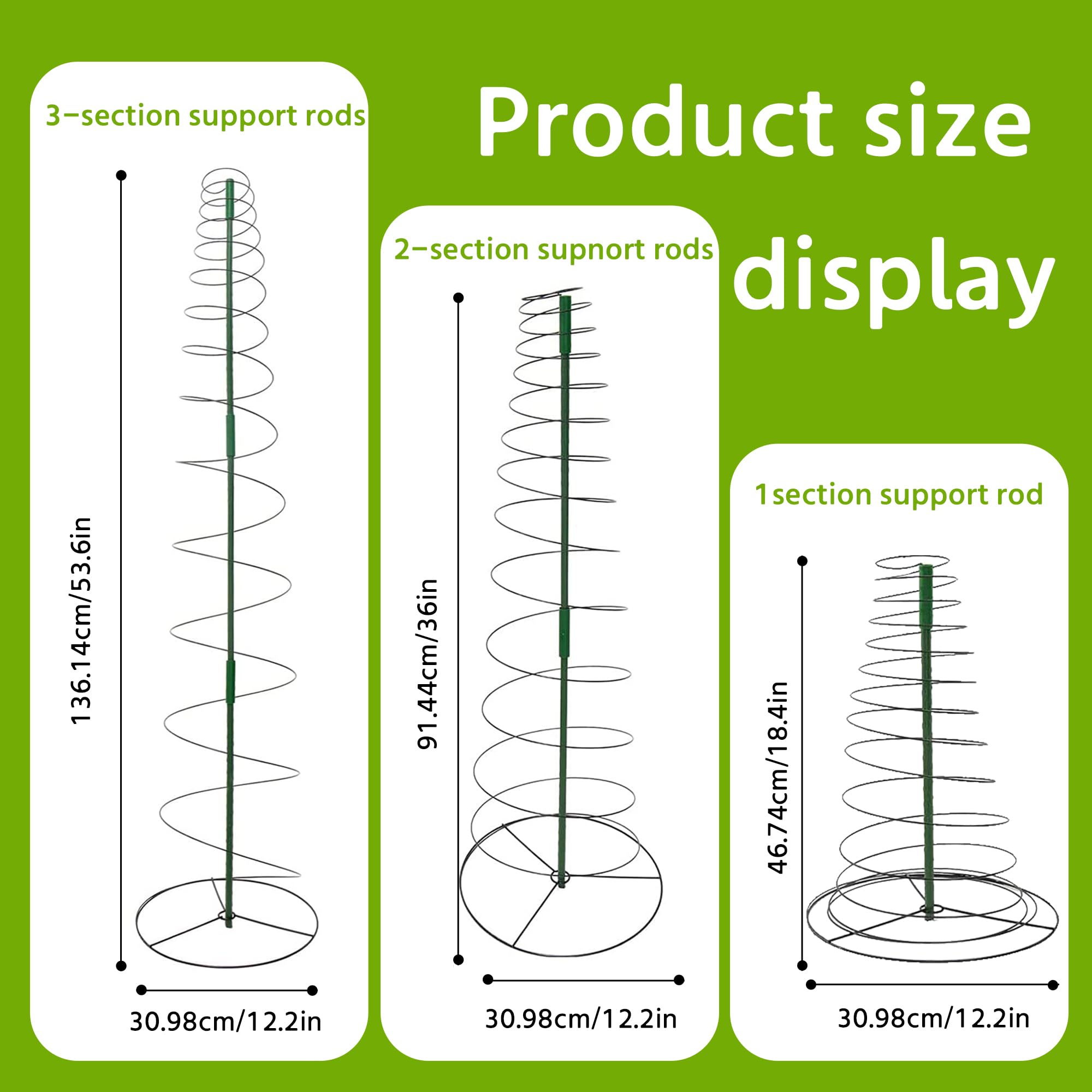 3er Set Spiral Pflanzen Rankhilfe Metall 53,6 Zoll Verstellbares Pflanzengestell Für Erbsen Bohnen Gurken Kletterpflanzen Gartenstütze Mit Erdspießen