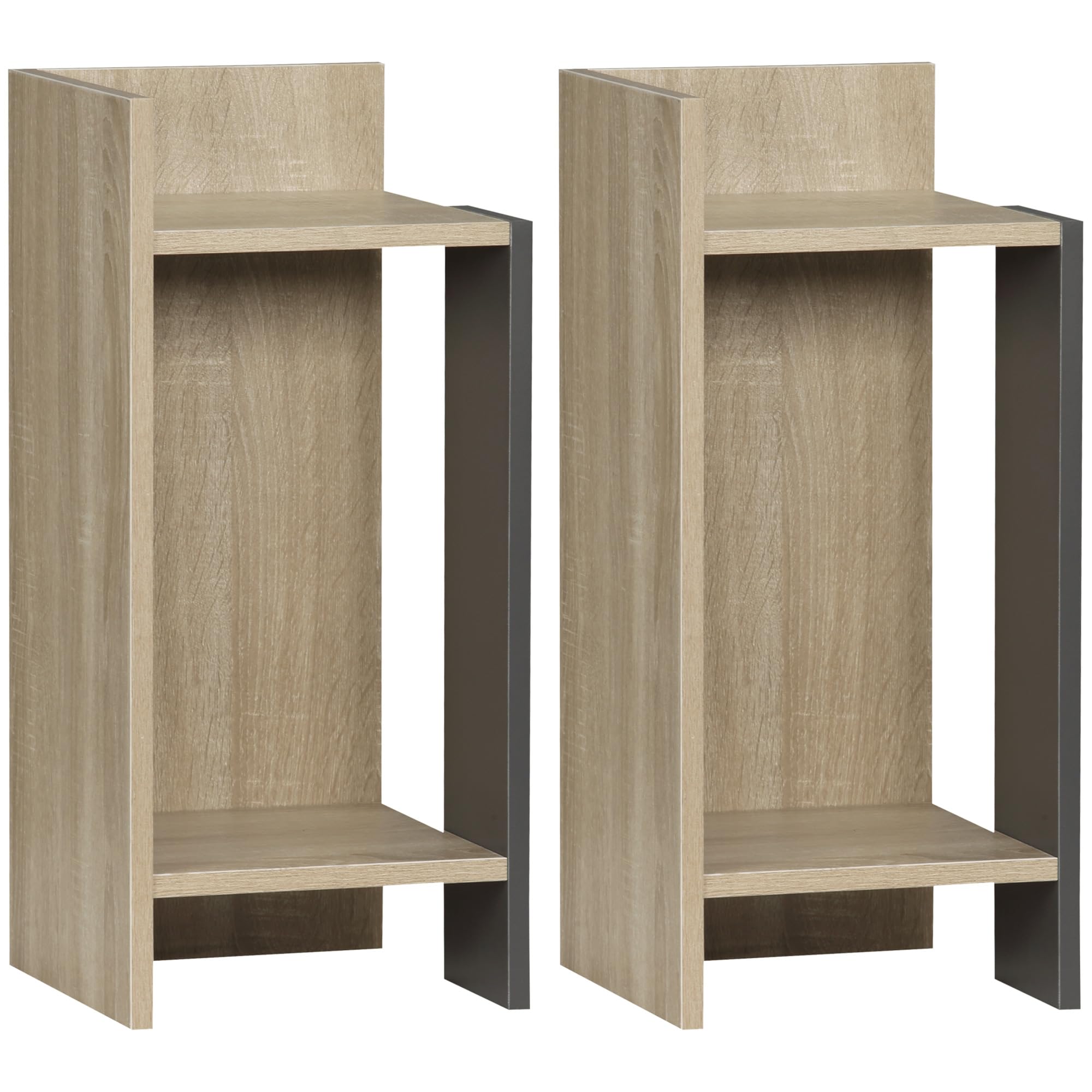 HOMCOM Comodino Moderno con Ripiano Aperto 27x25x60 cm Grigio