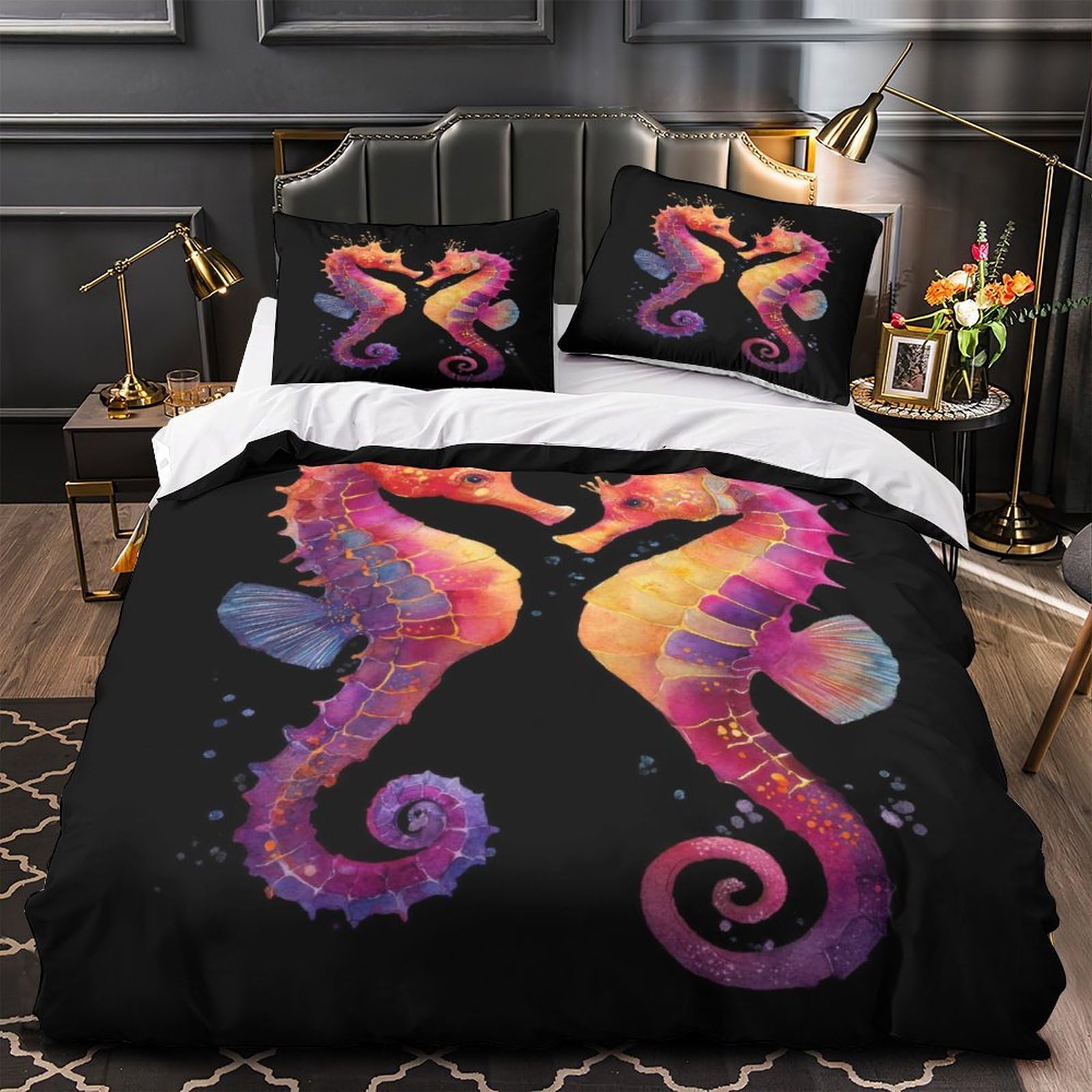 Housse de couette 140x200 aquarelle océan pour décoration de chambre couple ou single