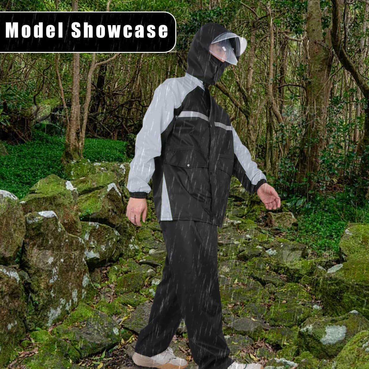 Vestes Imperméables pour Hommes, Combinaison de Pluie à Capuche Légère, Combinaison Imperméable de Moto, Veste et Pantalon Imperméables pour la Pêche, la Randonnée, le Cyclisme