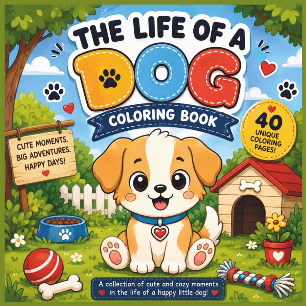 The Life of a Dog Coloring Book: Cute Puppy Adventures for Kids Ages 4–10 | Fun and Easy Coloring Pages Featuring an Adorable Dog Living Cozy Everyday Moments (Cute Little Lives™)
