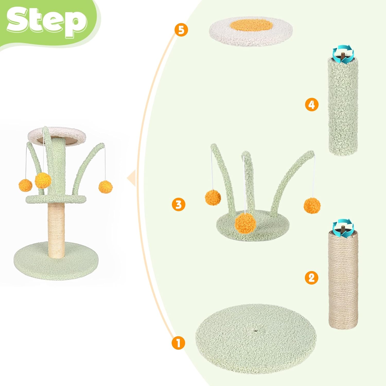 review Cat Scratching Post - Cute Smaller Cat Tree Kitten Scratcher Sisal Scratch Posts with 3 Spring Ball, 18’’ Tall Cat Scratchers for Indoor Cats, Kittens (Mint Green)