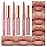 BestLand 6Pcs Matte Liquid Lipstick and Lip Liner Set, Non-Stick Cup Not Fade Waterproof 24 Hour Lip Gloss Nude Brown Lip Liner Pencil for Women, labiales mate 24 horas originales (Set E)