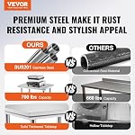 VEVOR Stainless Steel Work Table 900x600x800 mm Commercial Kitchen Prep & Work Table Heavy Duty Prep Worktable Metal Work Table with Adjustable Feet for Restaurant, Home and Hotel