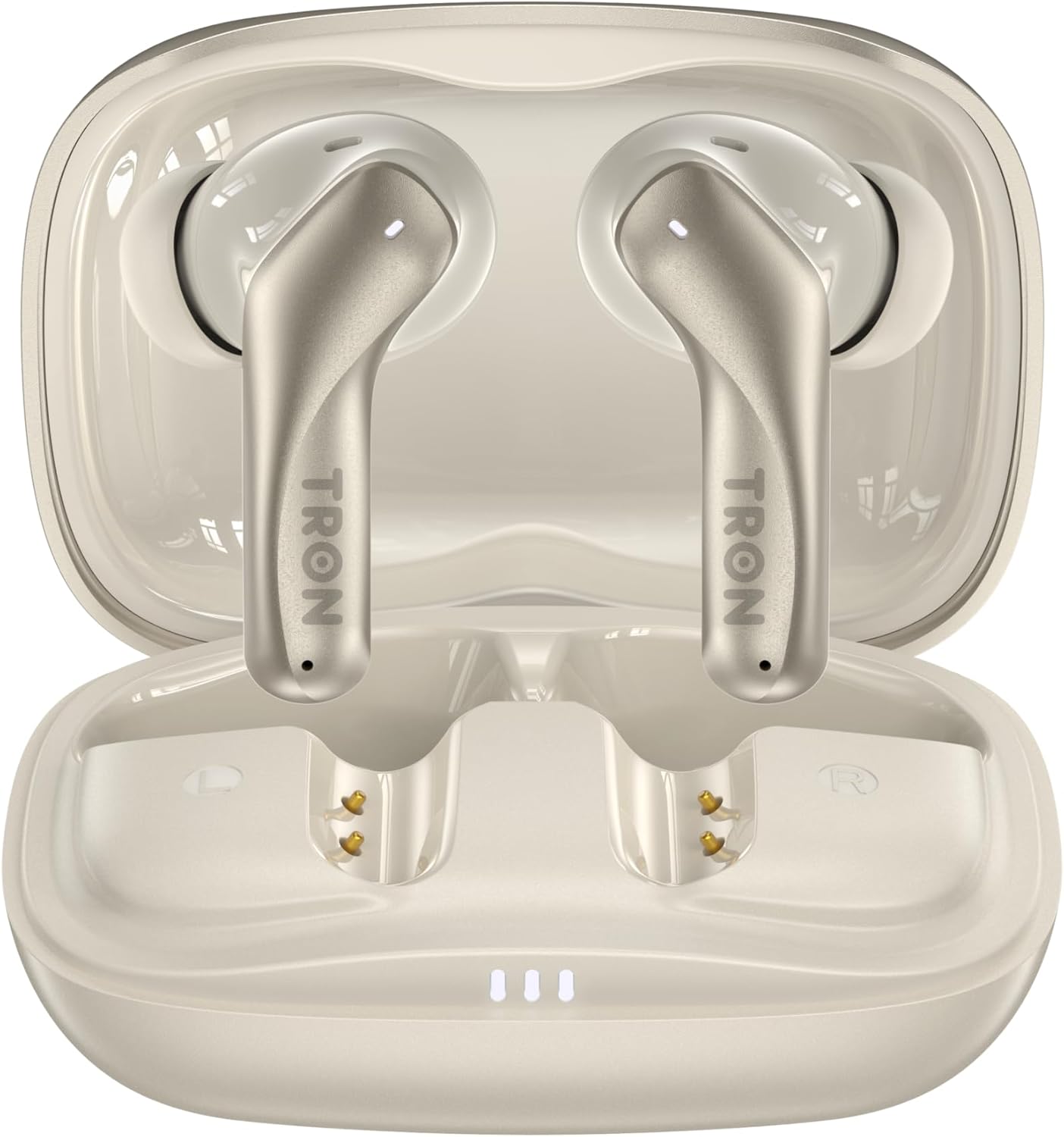 TRON Wireless Earbuds with -52dB Hybrid Active Noise Cancelling, 6-Mic ENC Clear Calls, 26H Playtime, Low Latency,Spatial Sound, 26H Playtime, HiFi Stereo, in-Ear Headphones (Champagne Gold)