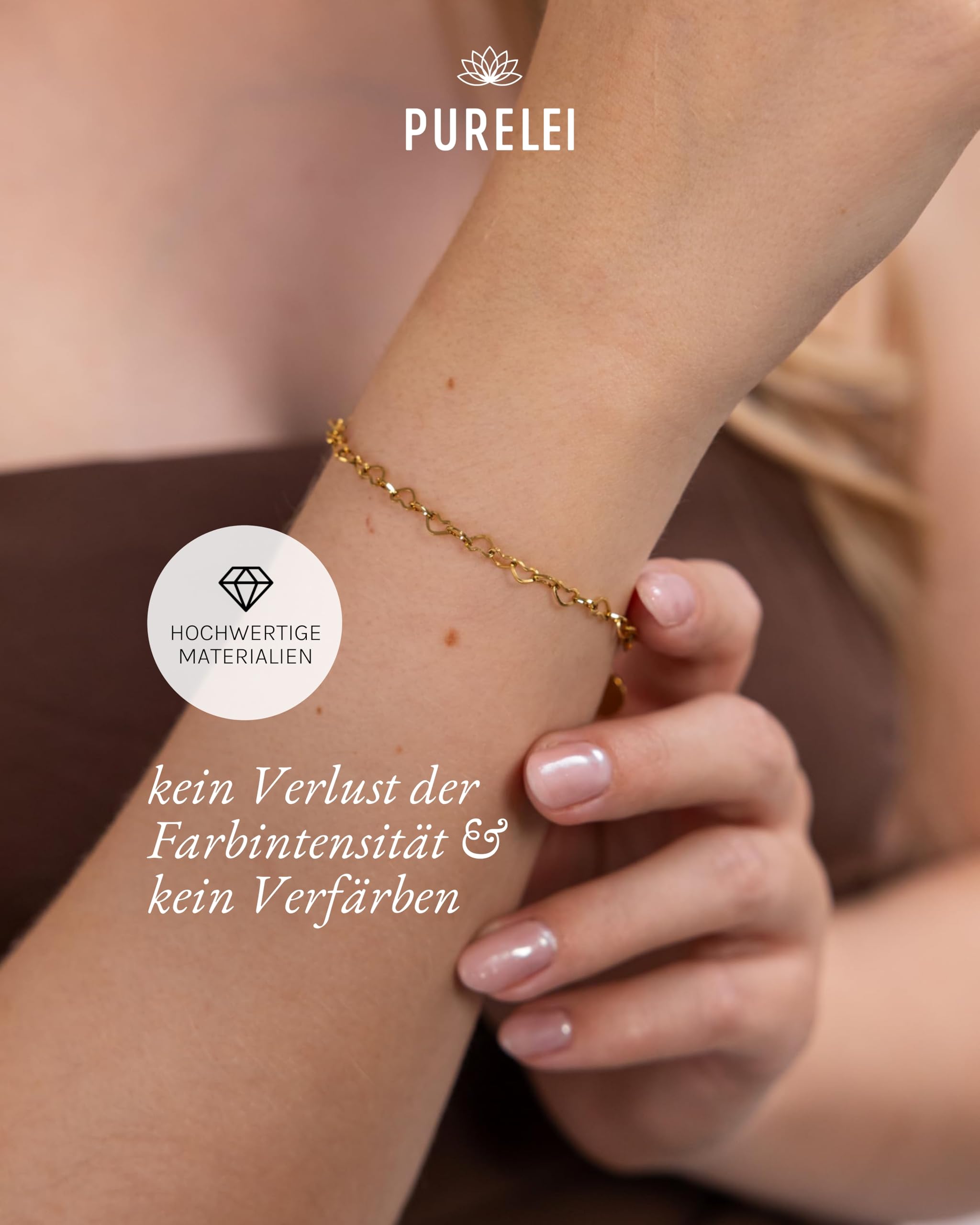 Purelei Heart Armband – Filigranes Damen Armband – Aus langlebigem Edelstahl (14K vergoldet) – Verstellbare Länge 16-20 cm – Hawaiianisch inspiriert & wasserfest