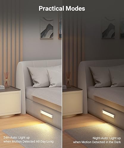 Miniatura 7 de Lyridz 80 luces LED con sensor de movimiento para debajo del gabinete, inalámbricas, sensor PIR ajustable de 0-90° para cocina, luces de armario