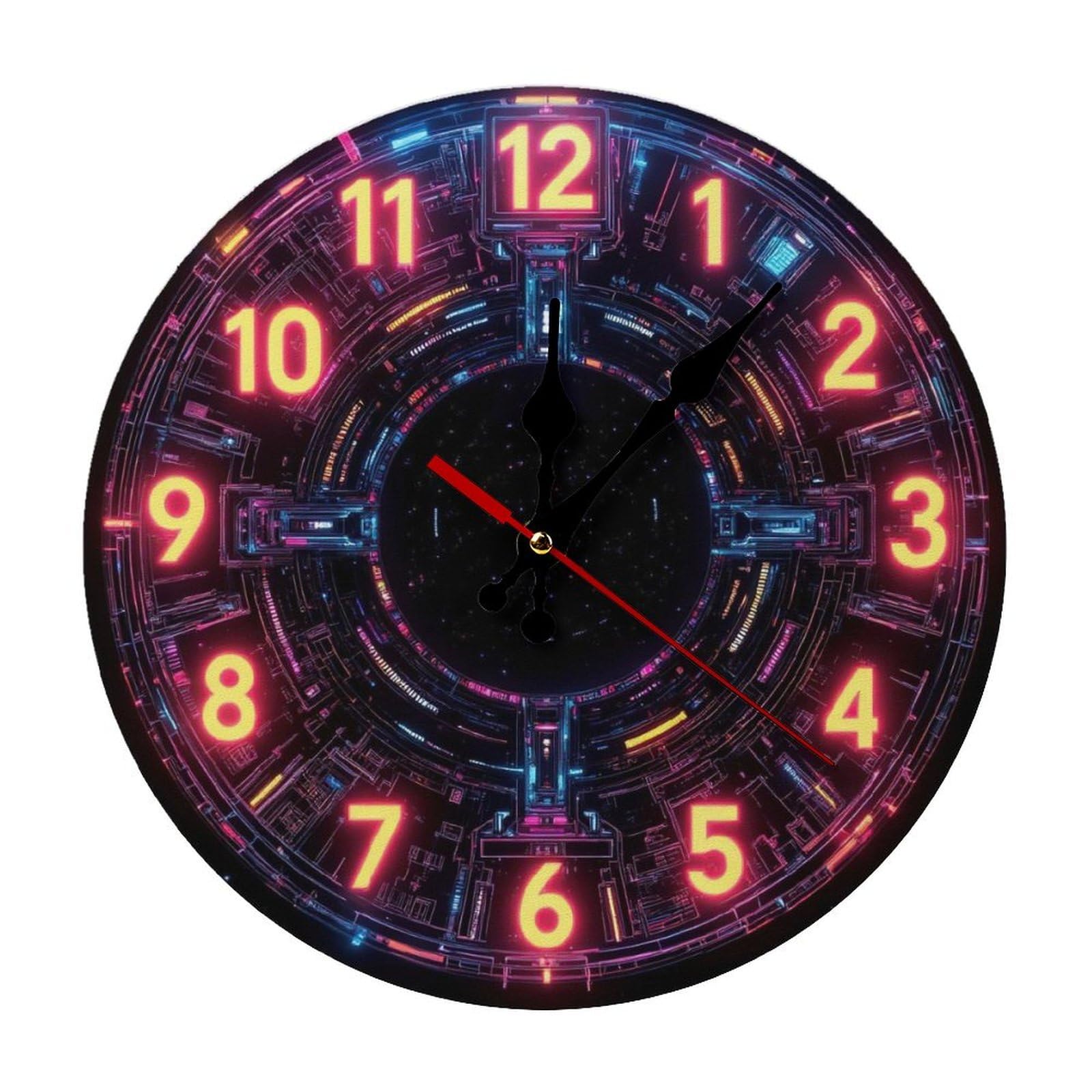 Horloge à Quartz Néon 2D 25cm : pendule murale silencieuse pour la maison