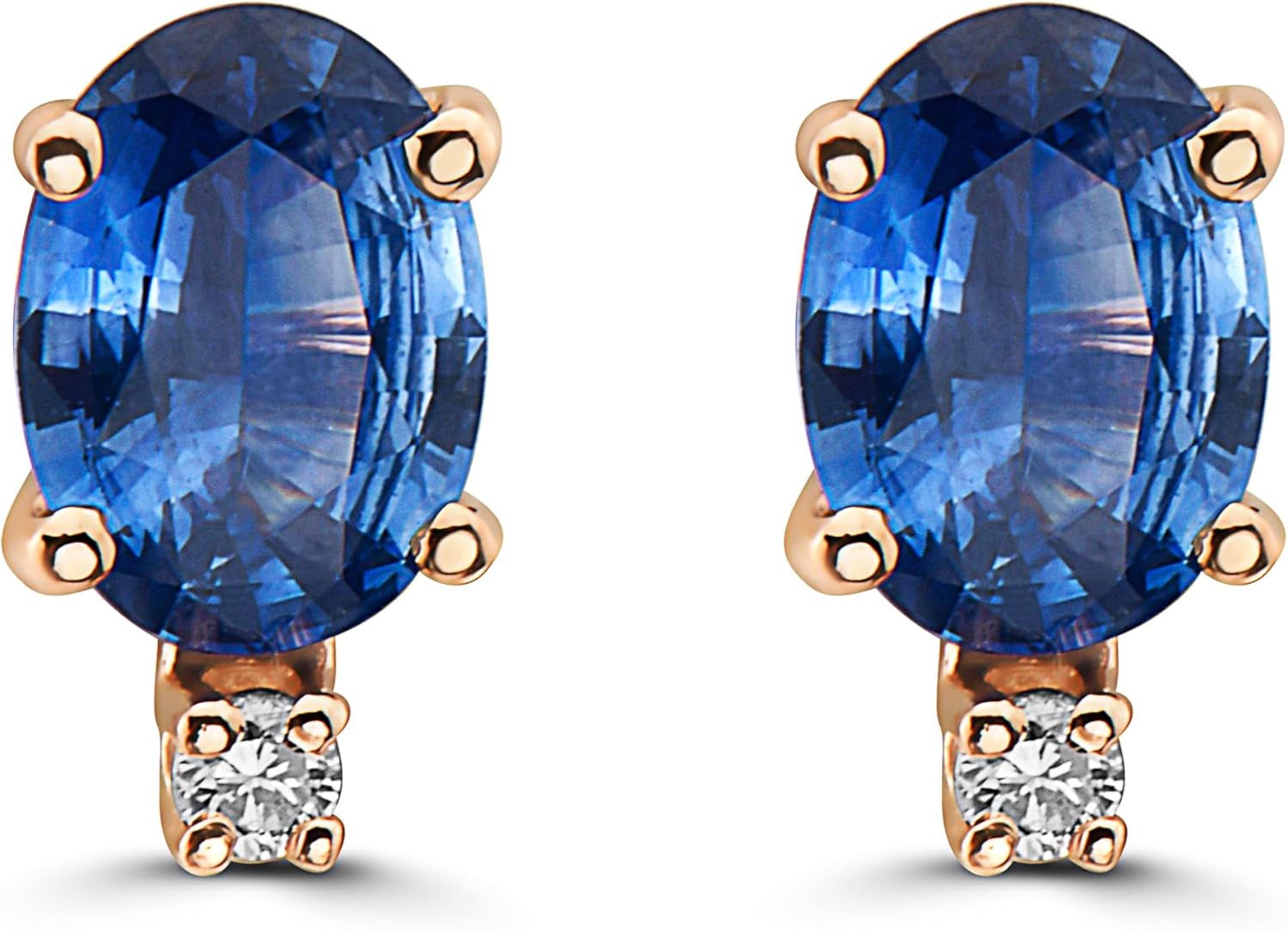 Le Vian 1/20 Carat Diamond Oval Stud Earrings for Women | 14k Gold Studs for Her with Oval Shape Gemstone in Classic Prong Setting (White, 0.04 cttw) Delicate Earrings Push Back