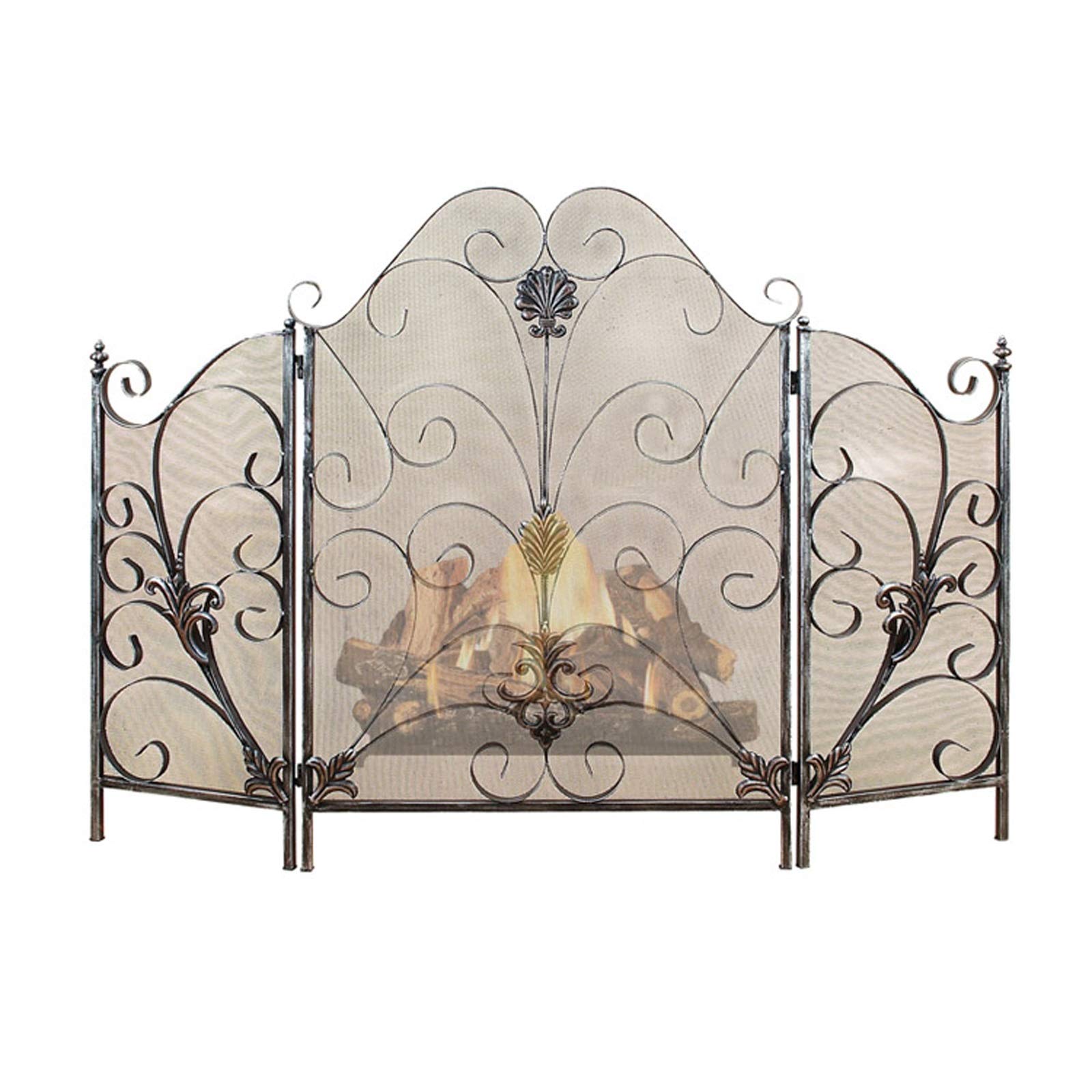 Schermi per Caminetti di Guardia Schermo camino 3 pannello Schermo camino Guardia schermo in ferro battuto con telaio in metallo decorativo decorativo decorativo modello decorativo design scintilla li