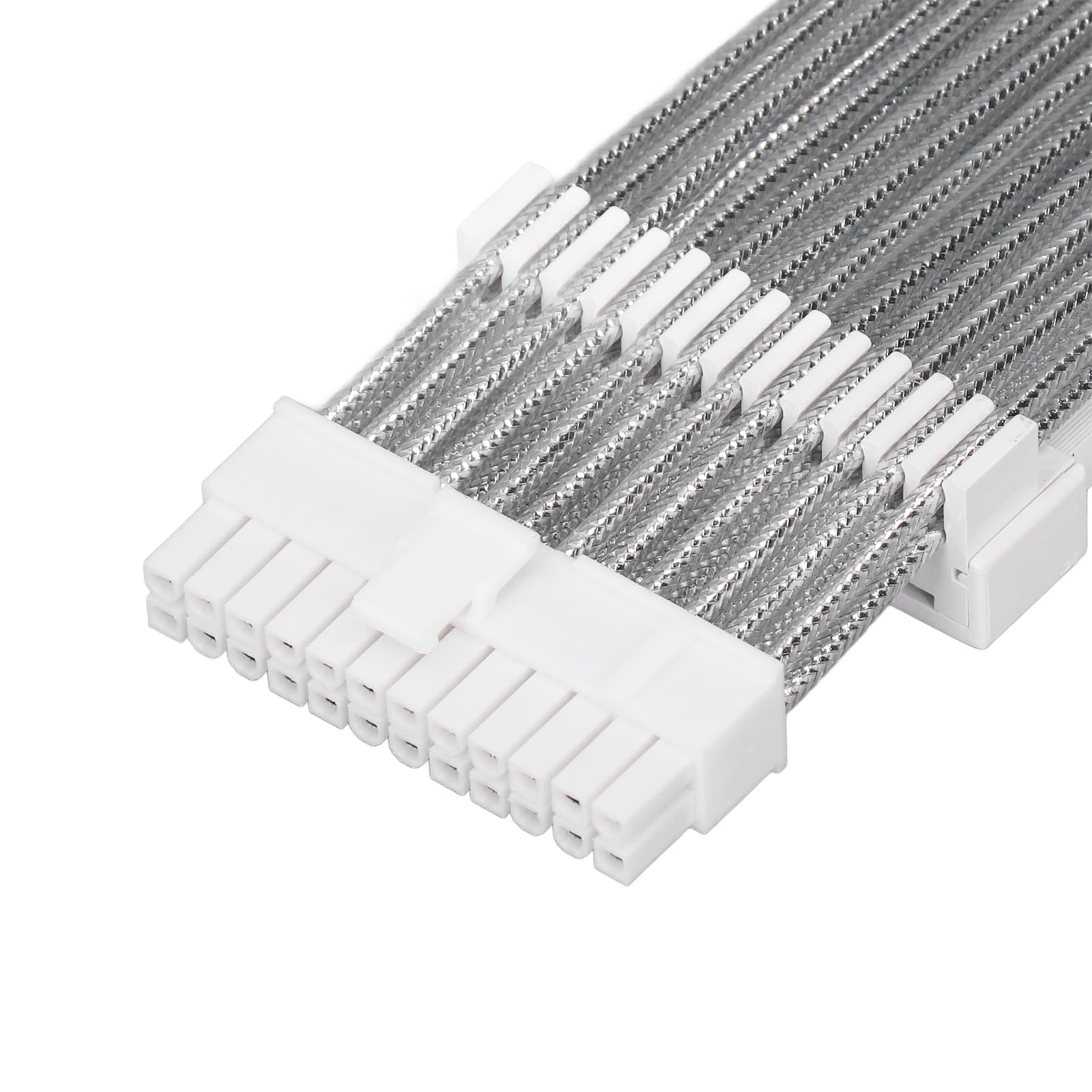 Przedłużacz Zasilania GPU ARGB, Jasny Wielokolorowy Design, Przedłużacz Zasilania 24PIN do 24PIN do Komputerów do Gier, Kolor Biały 60 Cm