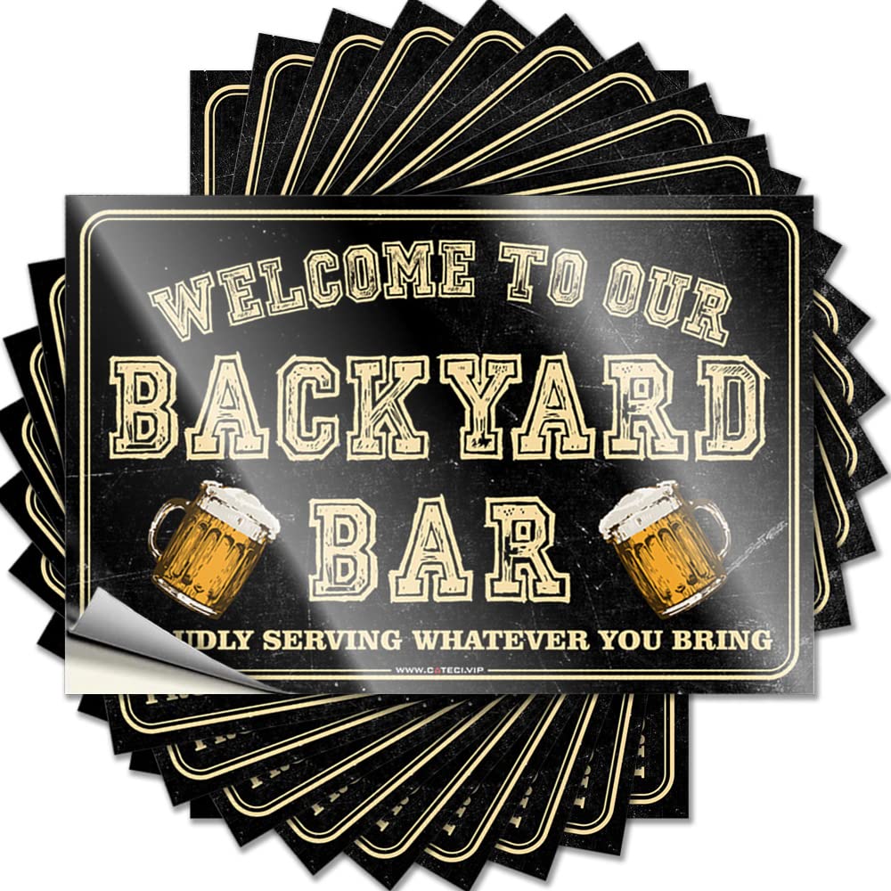 Decals Emo Custom Stickers, Bottle Waterproof Welcome to Our Backyard Bar Proudly Serving Whateve You Bring for Hydro Flask | Unique Vinyl Decals for Billiard Holiday Gift(8X12CM)