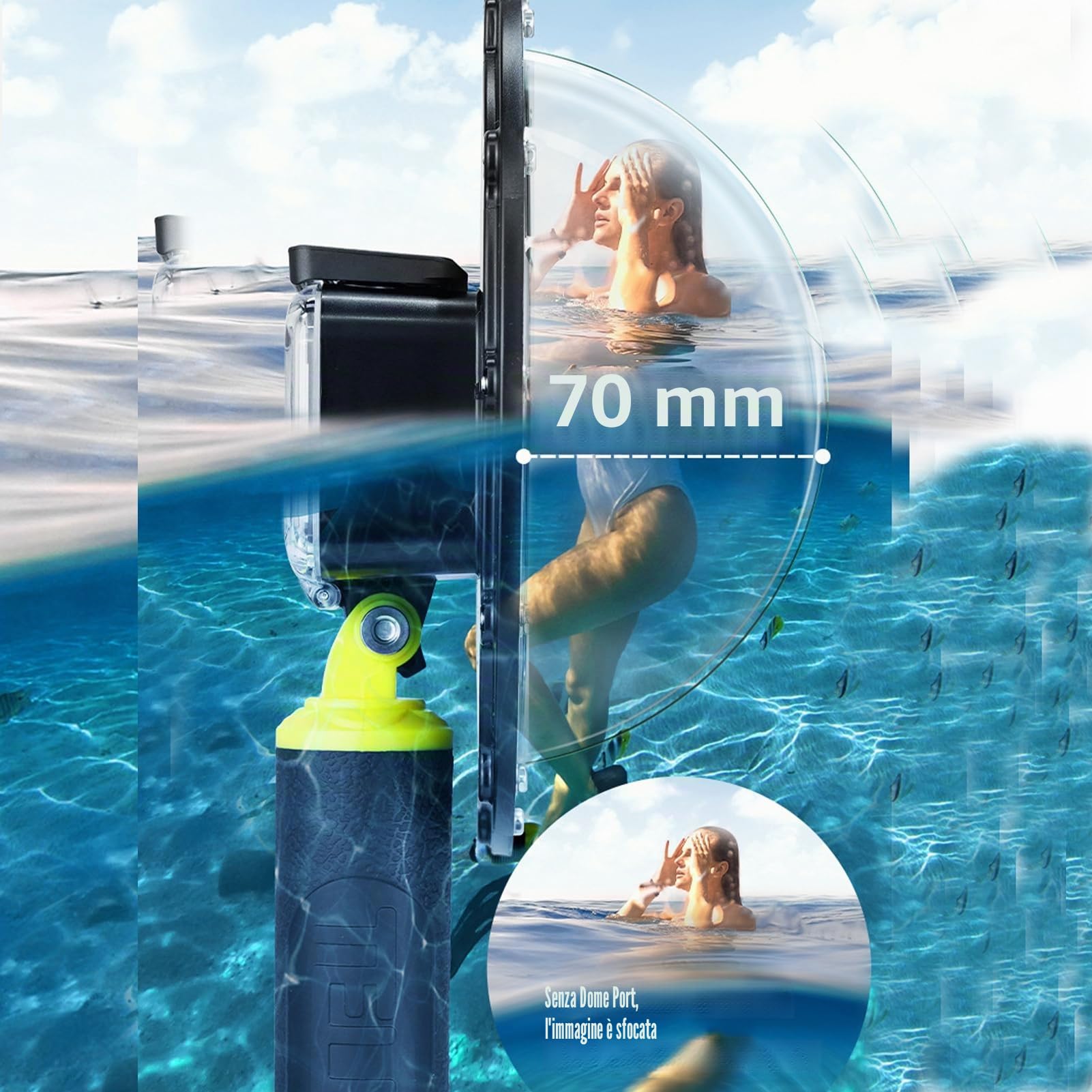 Dome Port Compatibile per DJI Osmo Action 4/3 Custodia Impermeabile Subacquea Protettiva Della Cupola Della Copertura Dell'obiettivo Della Copertura Dell'obiettivo Kit di Accessori Per Scattare