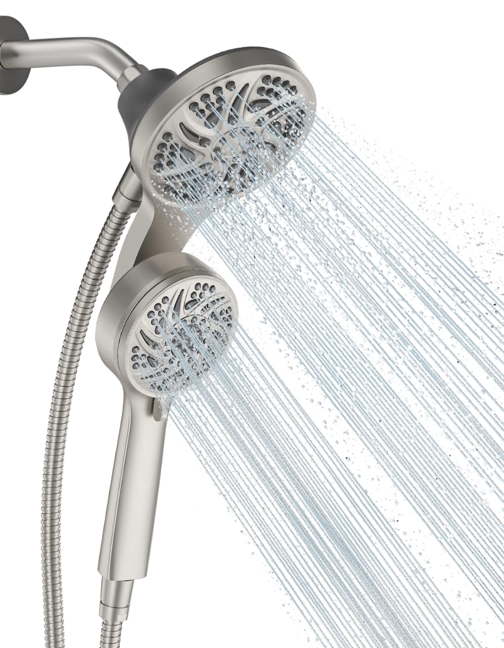 Double pommeau de douche 2 en 1 Cobbe avec tuyau acier inoxydable haute pression