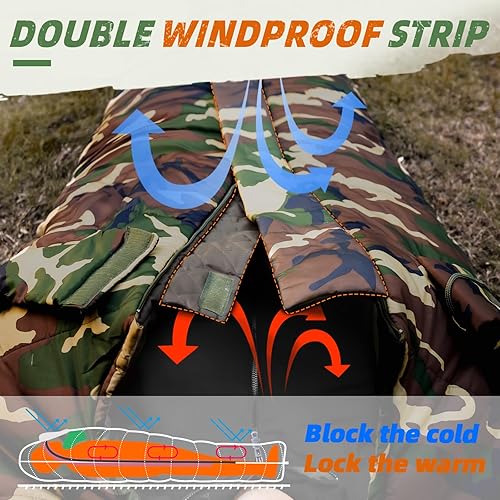 Miniatura 7 de MEREZA Sleeping Bag XL for Adults Mummy Sleeping Bag for Cold Warm Weather 20 Degree Big Tall Men Sleeping Bags Queen Size Woodland Camping Hiking